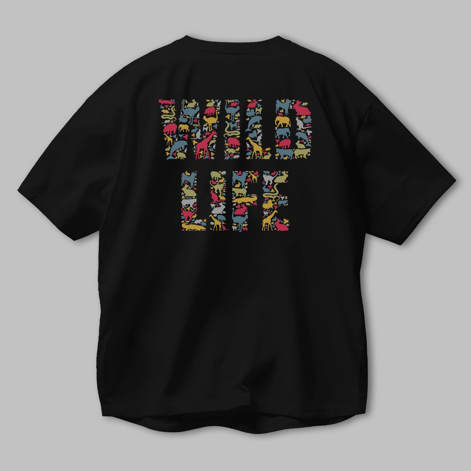 Wild Life Arka Baskılı Oversize t-shirt %100 pamuk Erkek Kadın Unisex