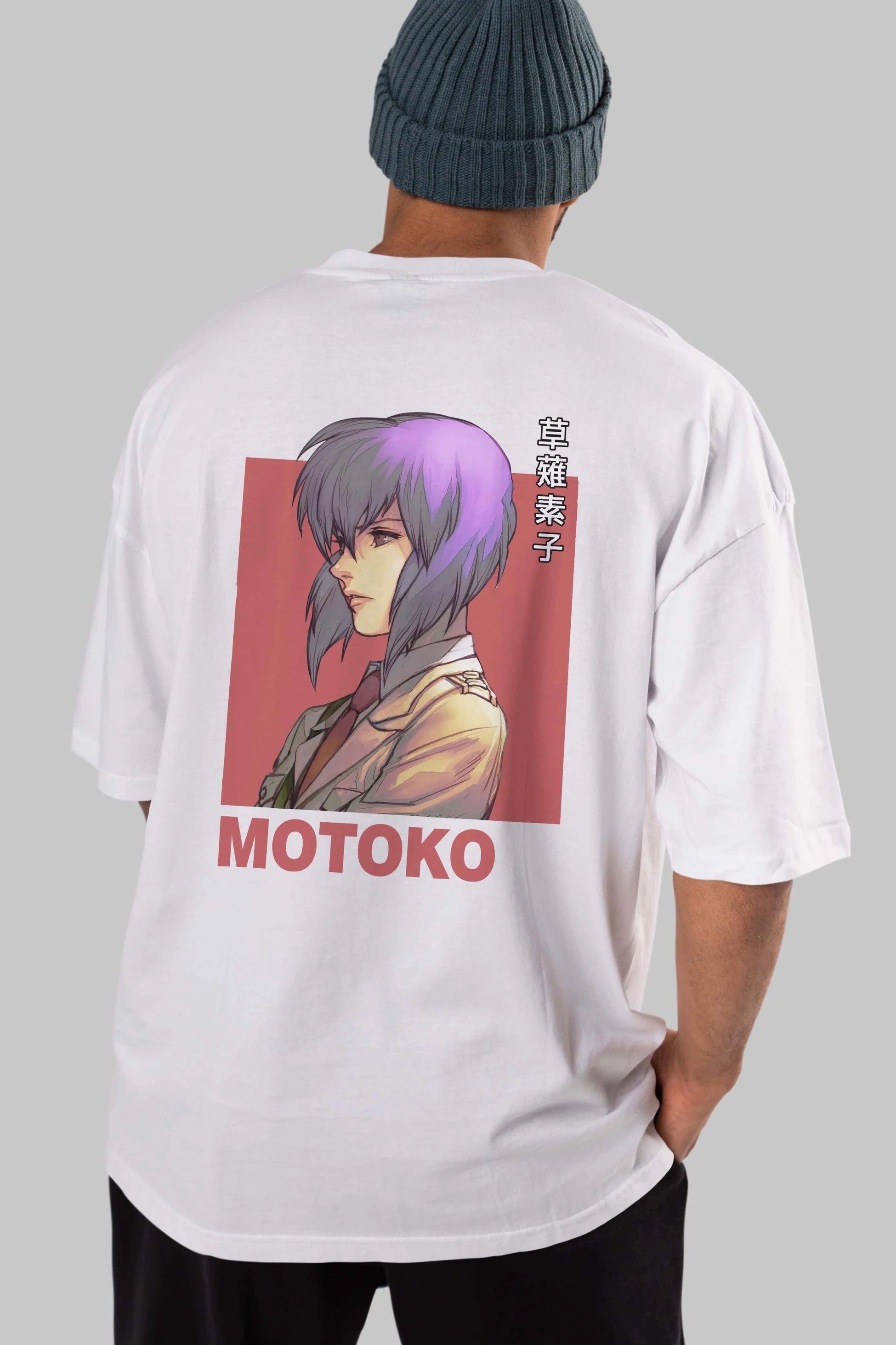 Motoko Kusanagi 12 Anime Arka Baskılı Oversize t-shirt Erkek Kadın Unisex