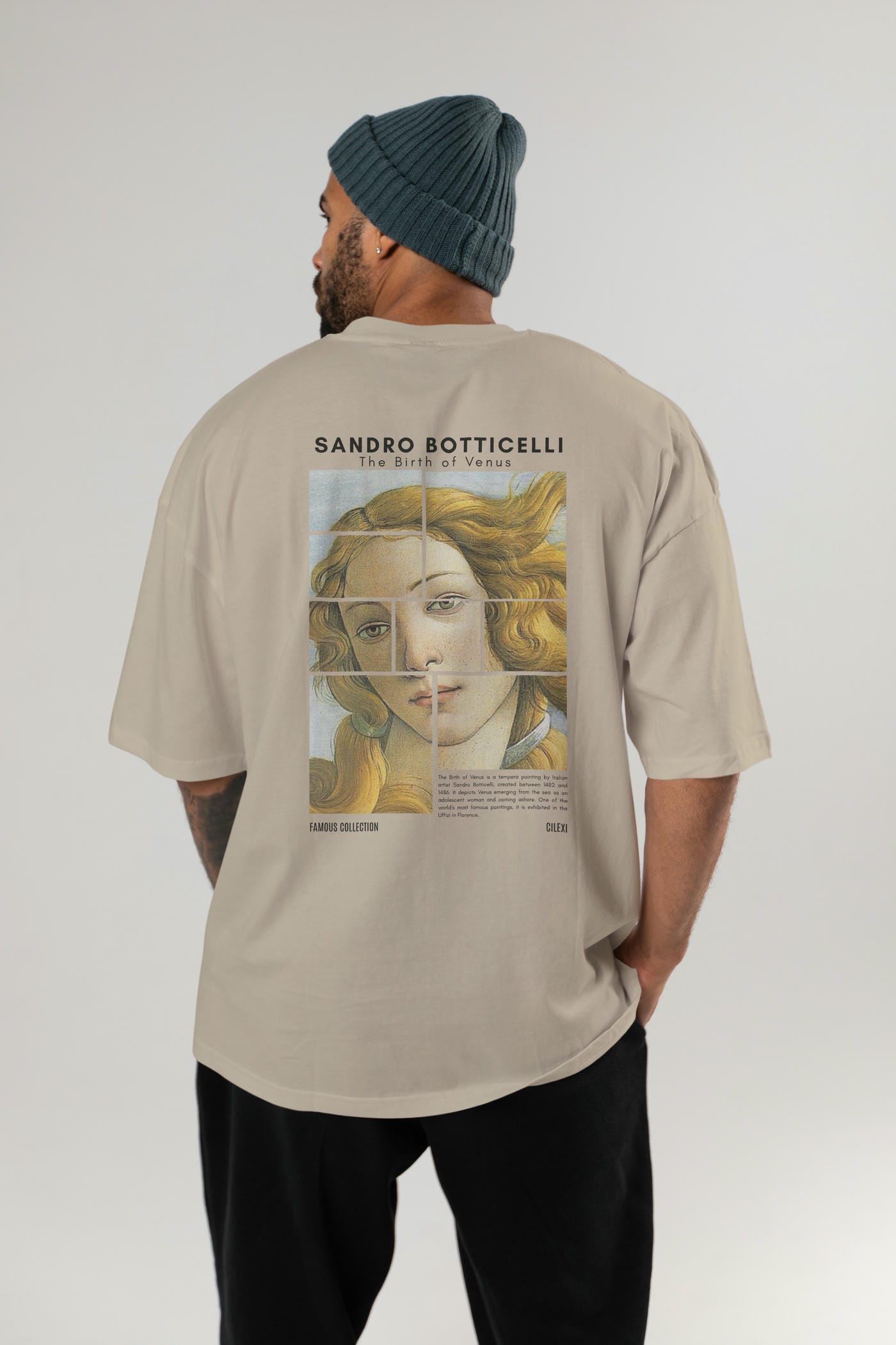 Sandro Botticelli Arka Baskılı Oversize t-shirt Erkek Kadın Bisiklet Yaka Pamuk tişort
