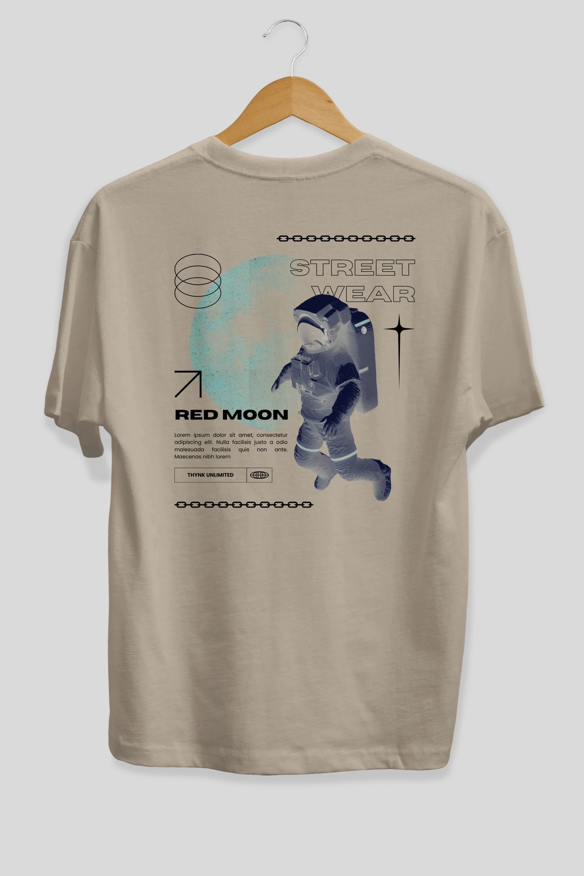 Red Moon Streetwear Arka Baskılı Oversize t-shirt Erkek Kadın Unisex