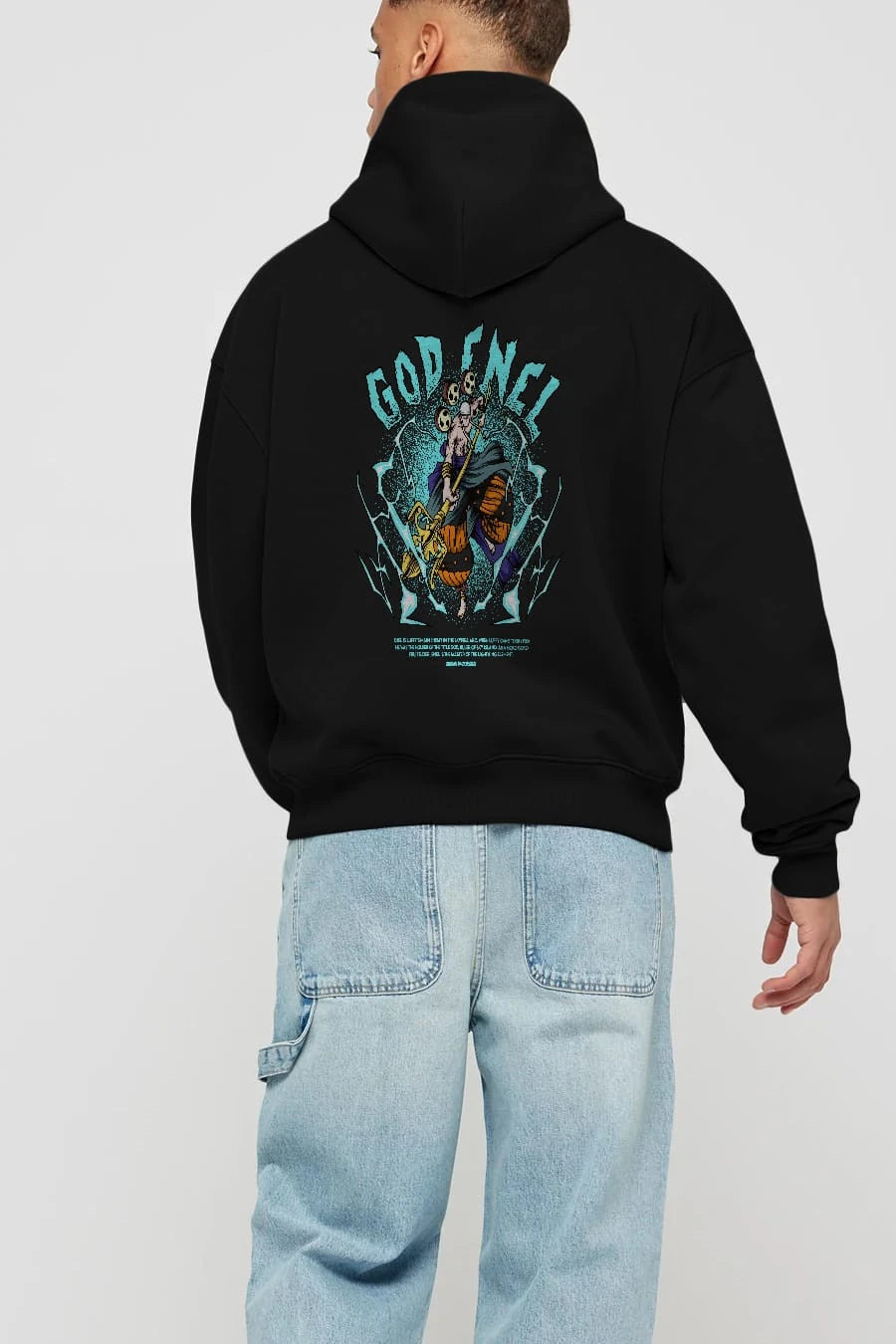 Eneru Anime Arka Baskılı Hoodie Oversize Kapüşonlu Sweatshirt Erkek Kadın Unisex