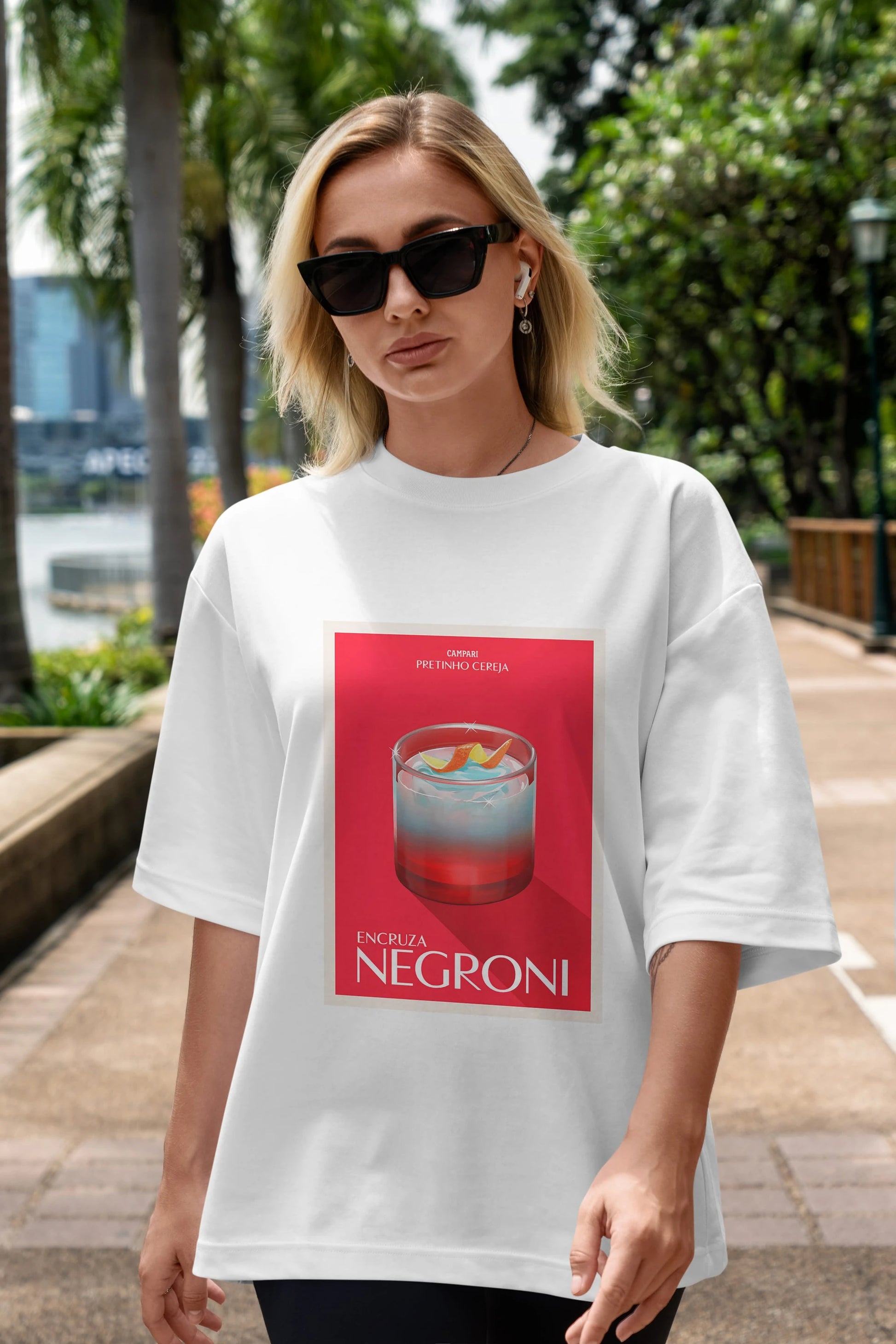 Encruza Negroni Ön Baskılı Oversize t-shirt Erkek Kadın Unisex %100 Pamuk Bisiklet Yaka tişort