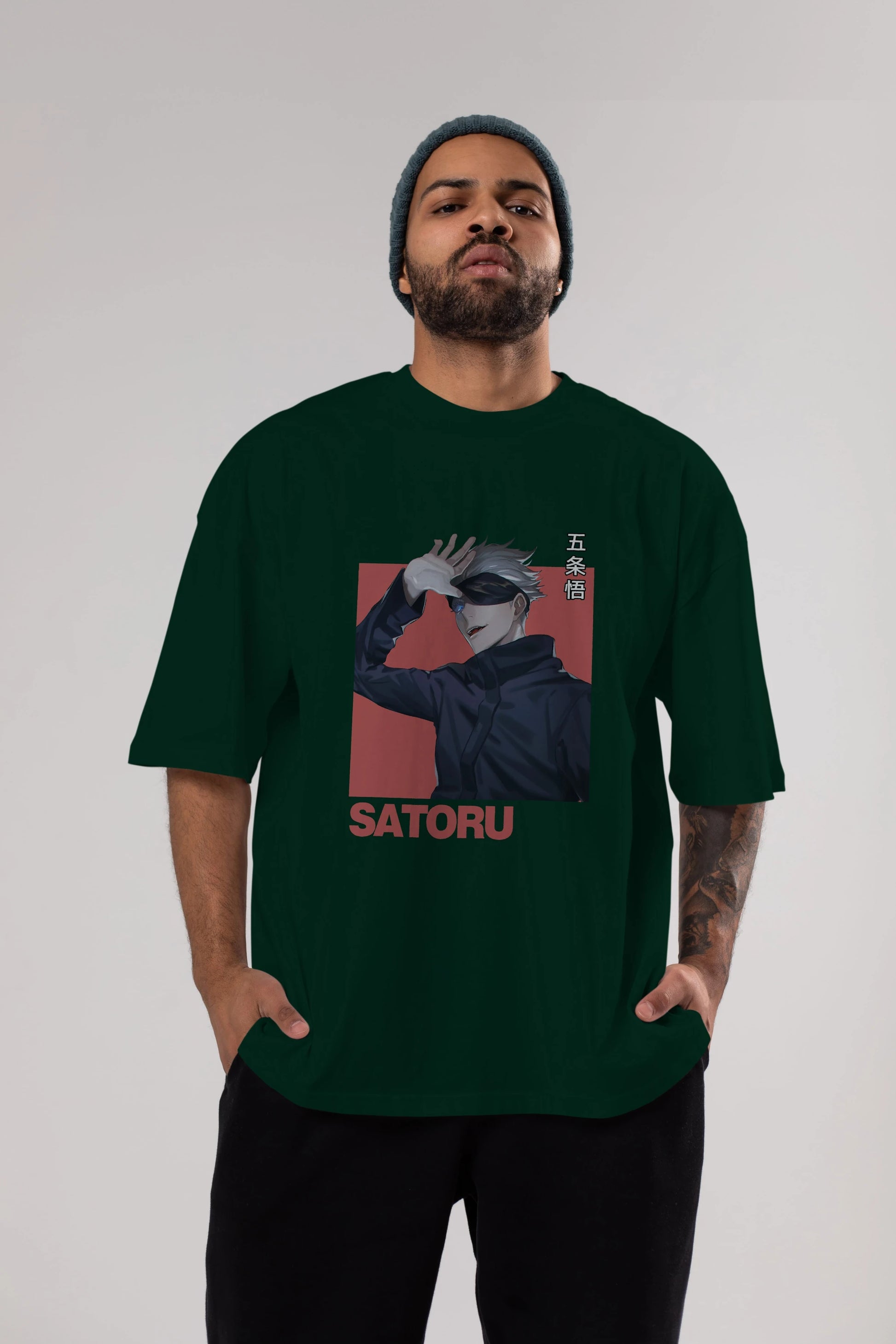 SATORU GOJO 2 Anime Ön Baskılı Oversize t-shirt %100 pamuk Erkek Kadın Unisex