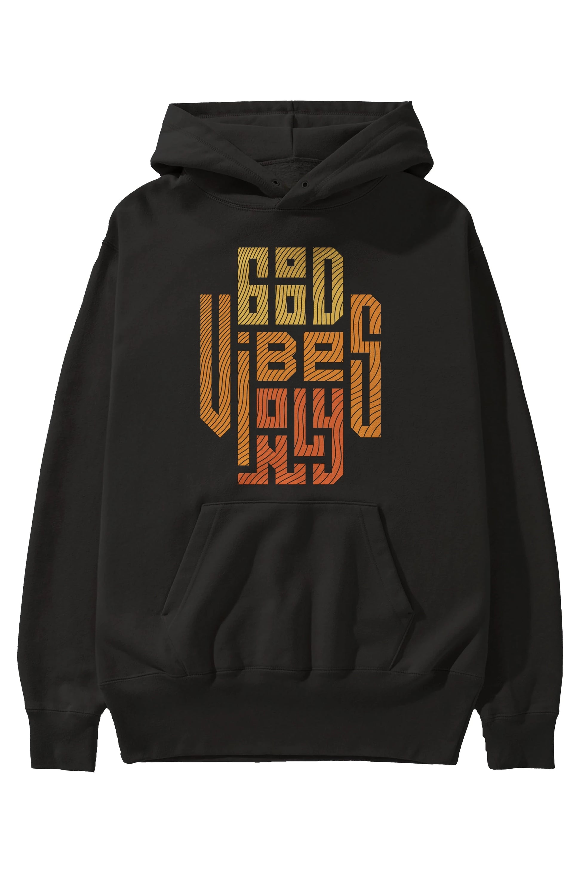 Good Vibes Only 2 Yazılı Ön Baskılı Oversize Hoodie Kapüşonlu Sweatshirt Erkek Kadın Unisex