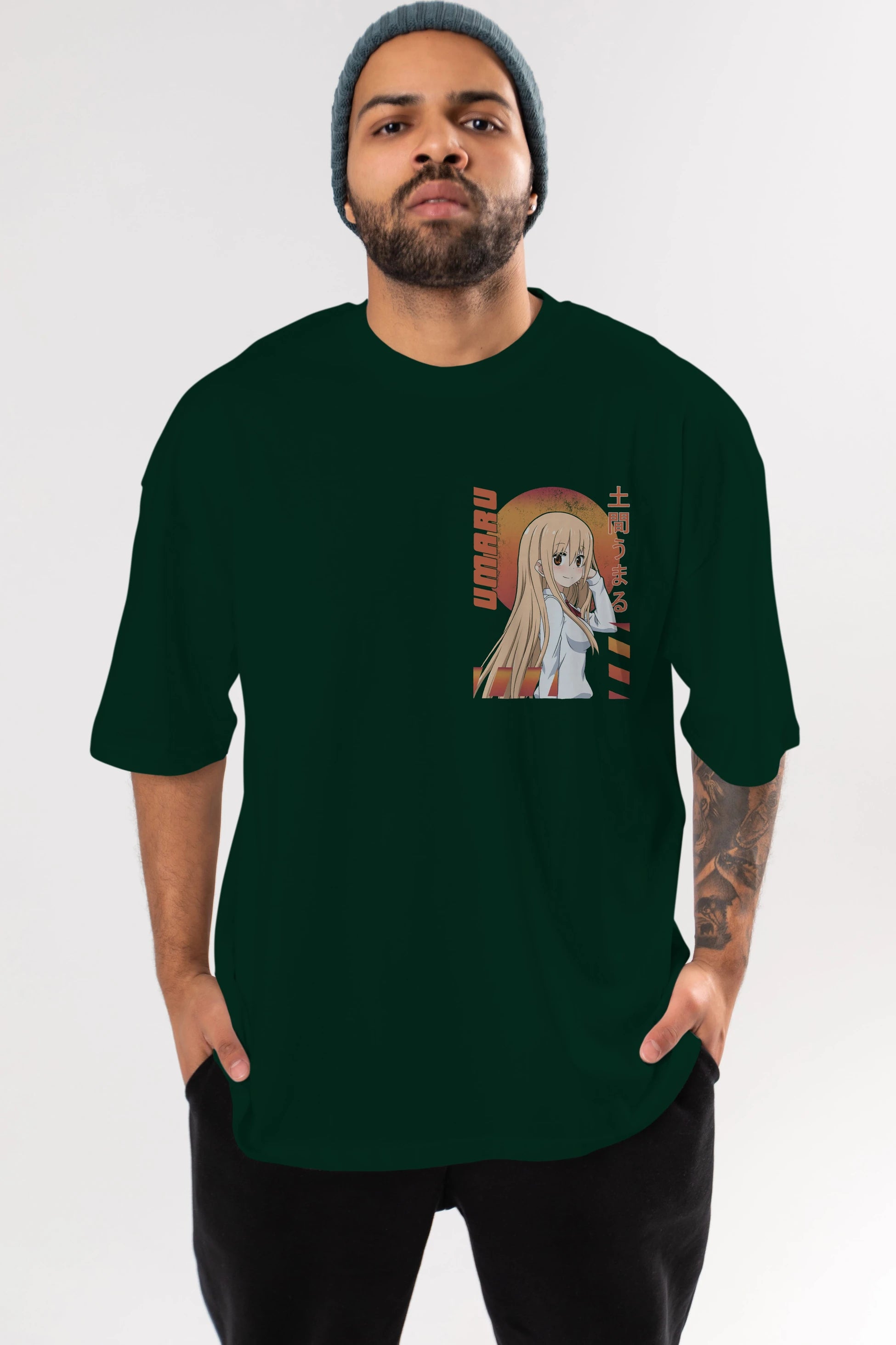 Umaru Doma 5 Ön Sol Baskılı Oversize t-shirt Erkek Kadın Unisex %100 Pamuk Bisiklet Yaka tişort