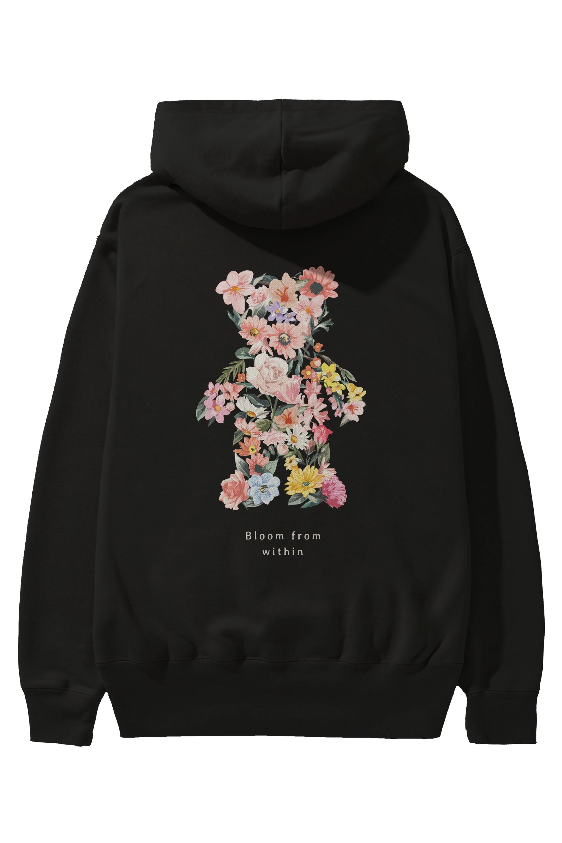 Bloom from Bear Arka Baskılı Hoodie Oversize Kapüşonlu Sweatshirt Erkek Kadın Unisex