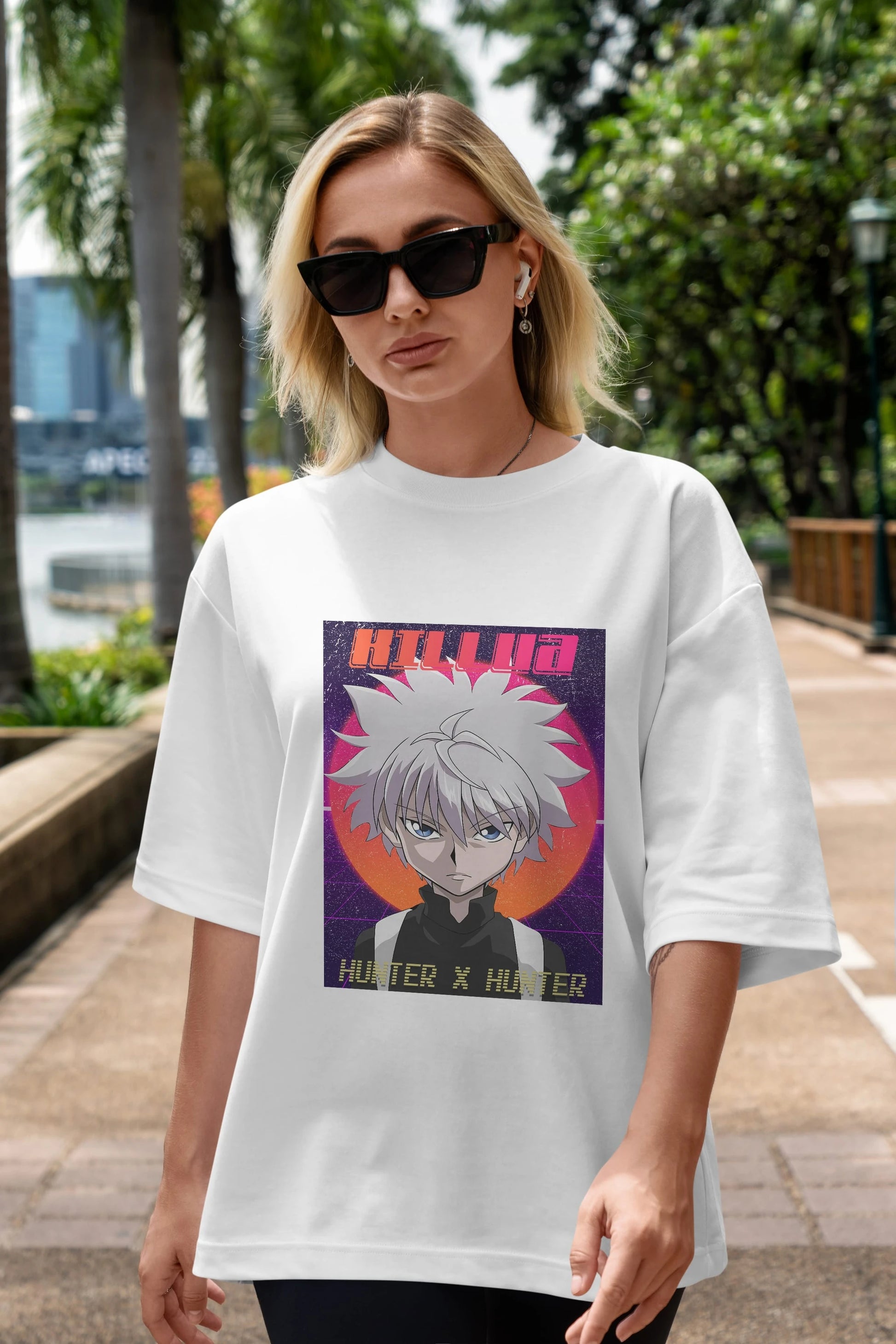 Killua Zoldyck 12 1 Anime Ön Baskılı Oversize t-shirt %100 pamuk Erkek Kadın Unisex