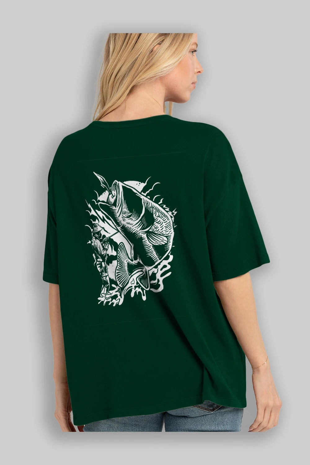 Fisherman Arka Baskılı Oversize t-shirt Erkek Kadın Unisex %100 Pamuk