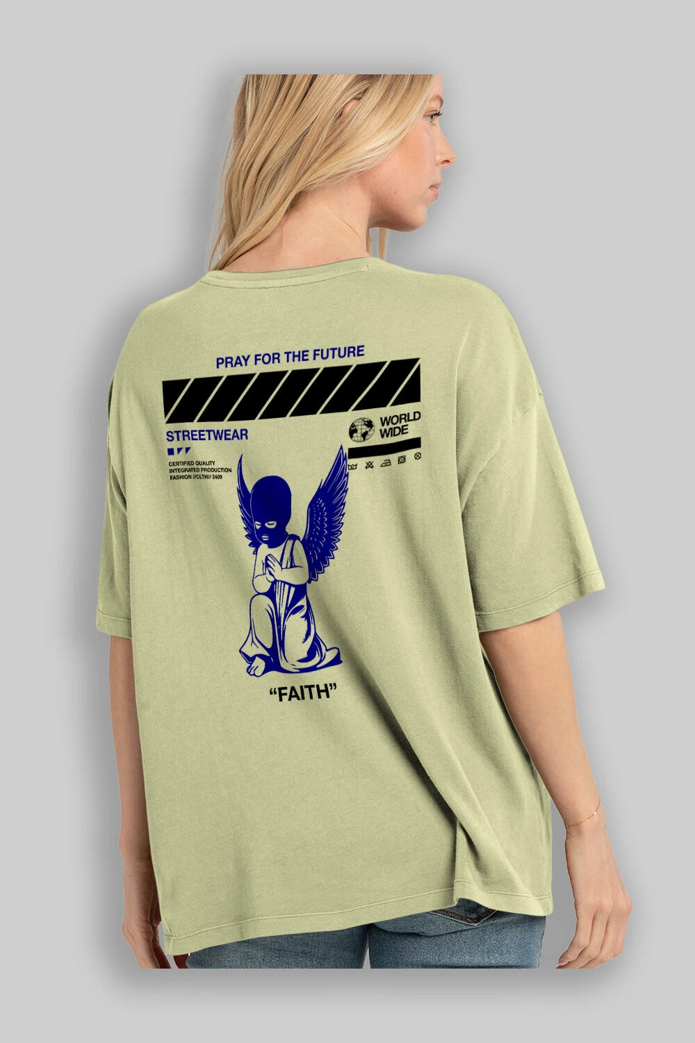 Pray for The Future Arka Baskılı Oversize t-shirt Erkek Kadın Unisex