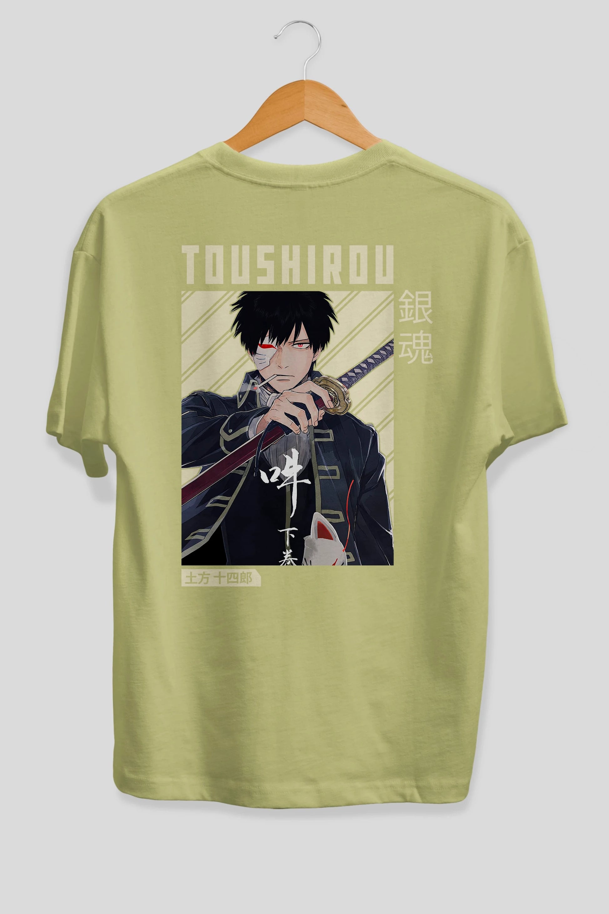 Toushirou Hijikata Anime Arka Baskılı Oversize t-shirt Erkek Kadın Unisex