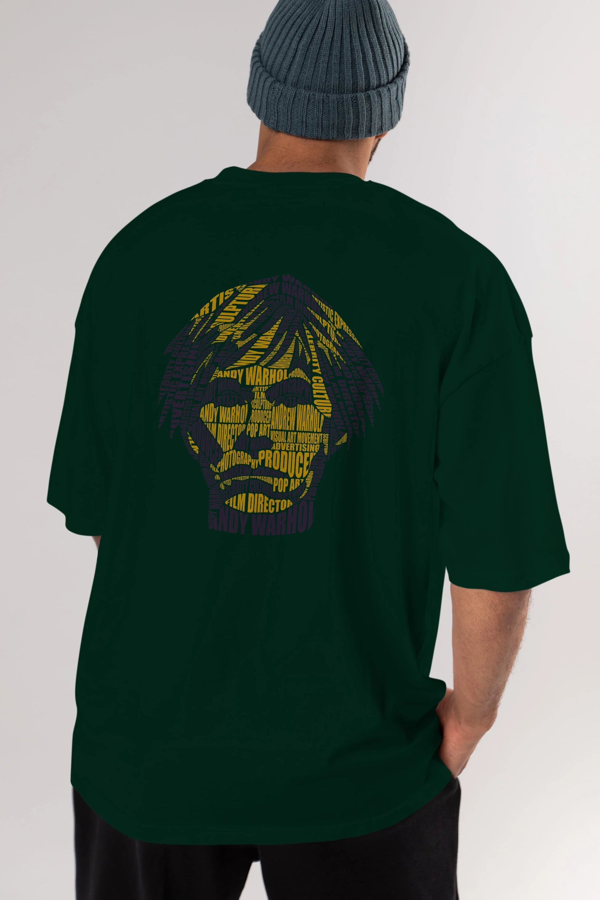 Andy Warhol Calligram Arka Baskılı Oversize t-shirt %100 pamuk Erkek Kadın Unisex