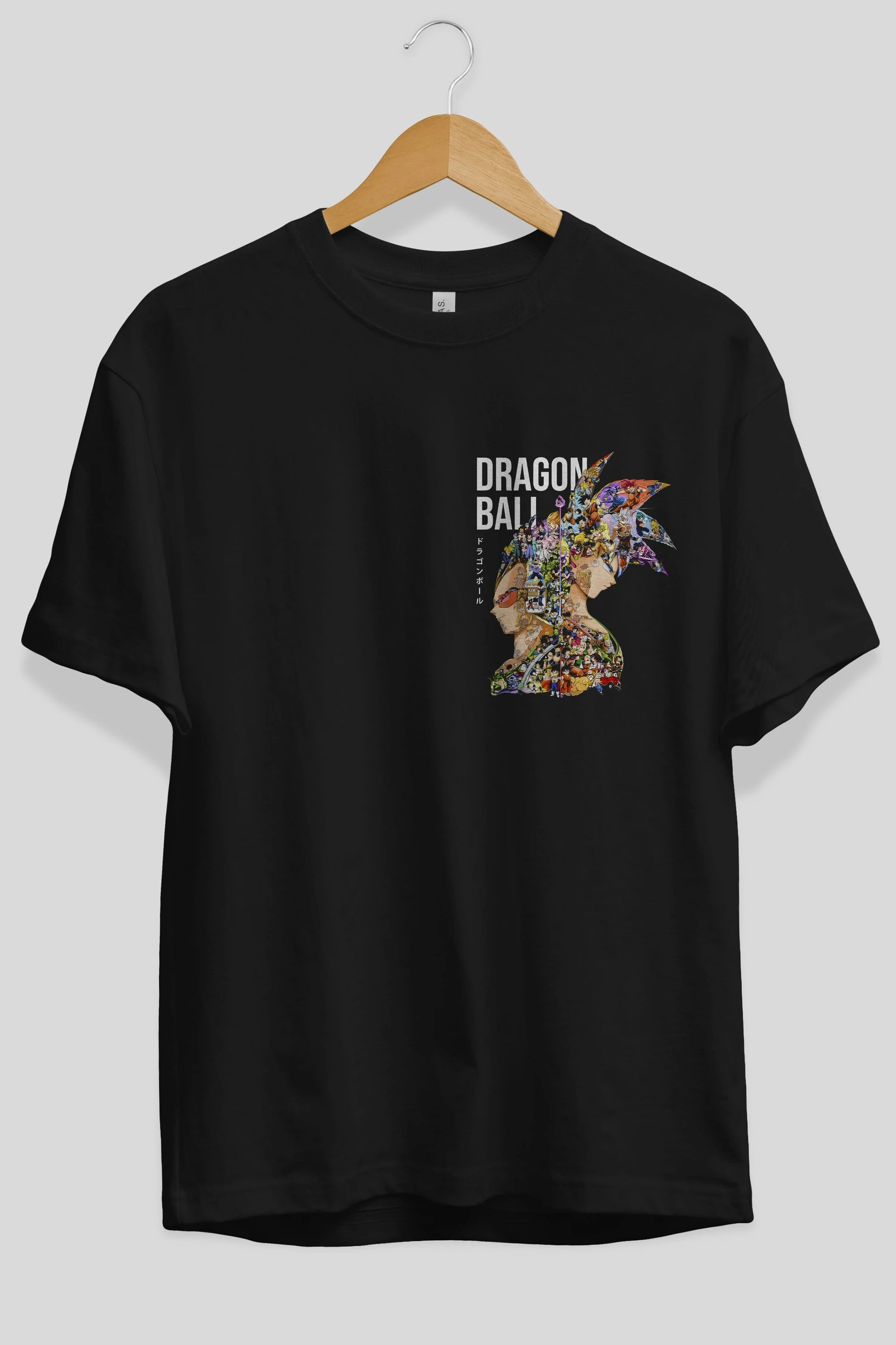 DRAGON BALL ART (5) Ön Sol Baskılı Oversize t-shirt Erkek Kadın Unisex %100 Pamuk Bisiklet Yaka tişort
