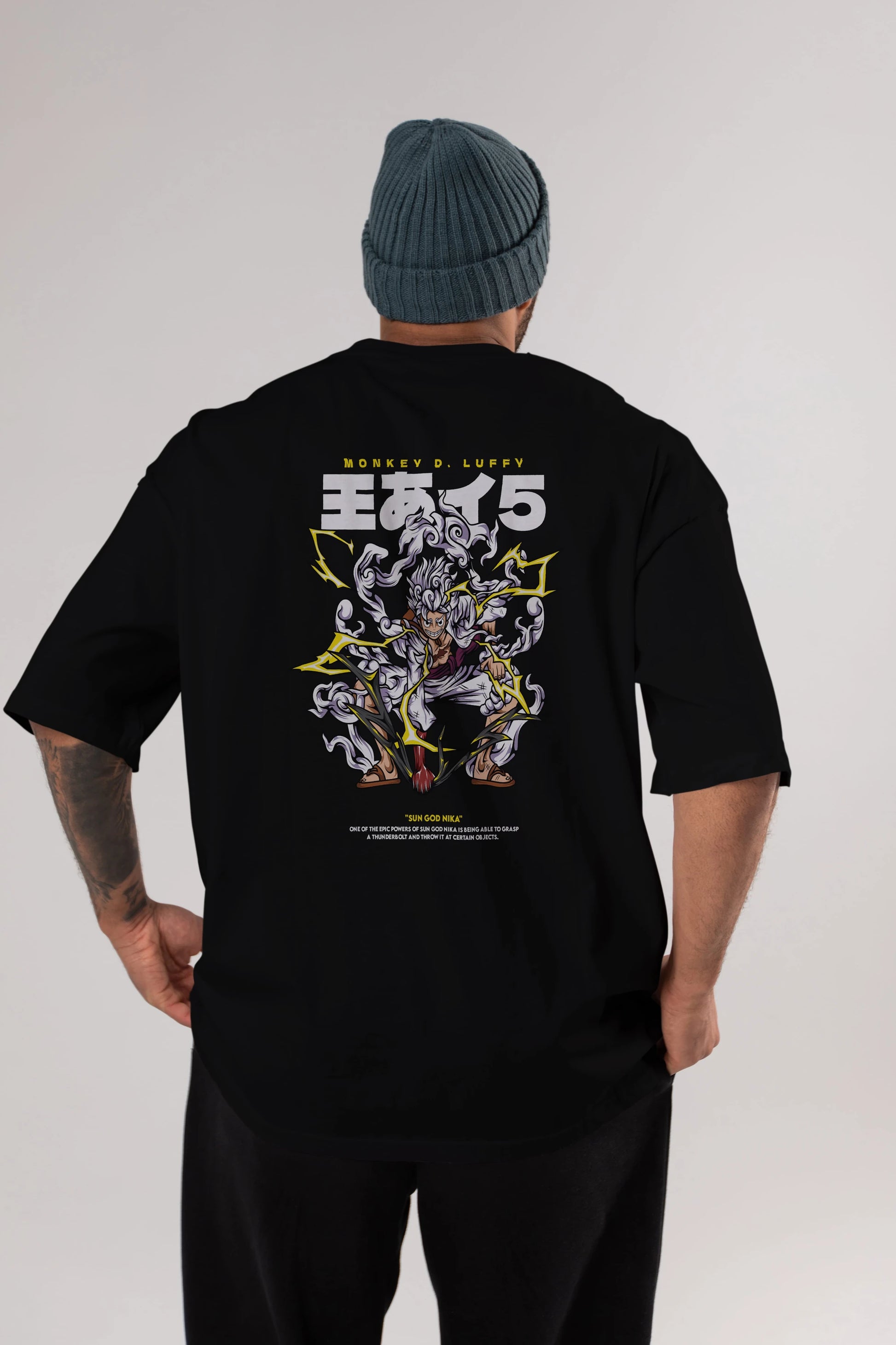 Monkey D. Luffy Anime Arka Baskılı Oversize t-shirt Erkek Kadın Unisex
