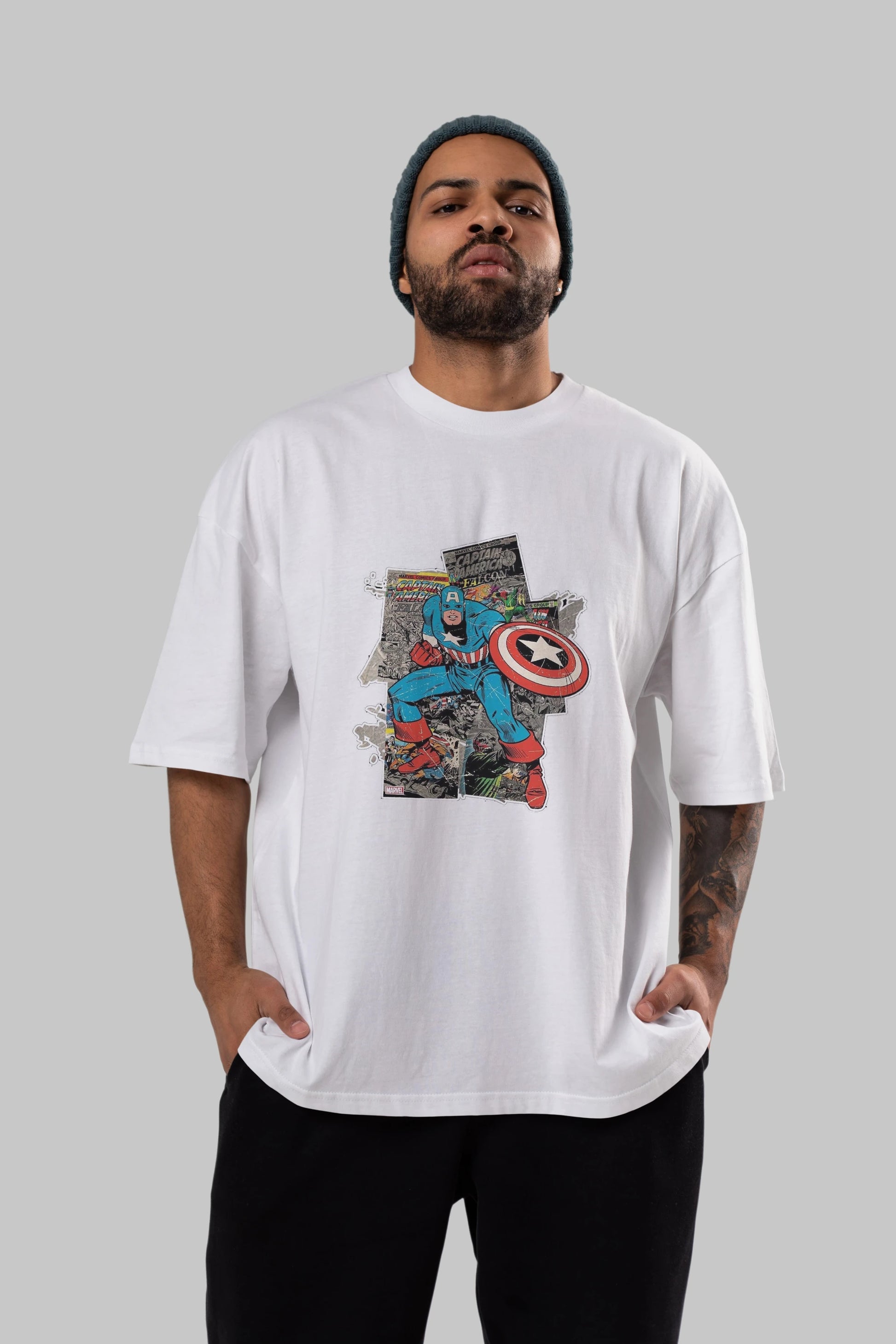 Captain America (2) Ön Baskılı Oversize t-shirt Erkek Kadın Unisex %100 Pamuk Bisiklet Yaka tişort
