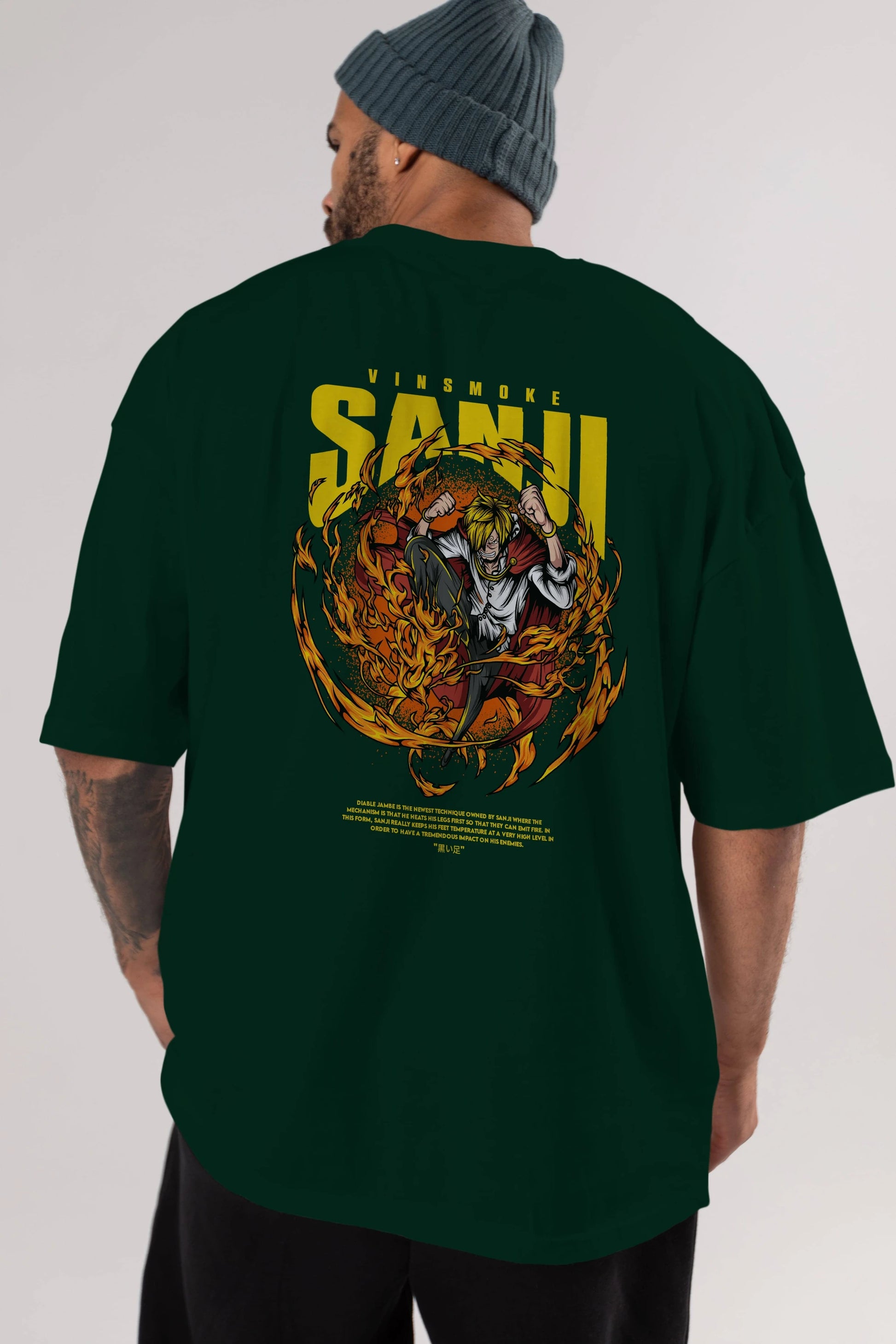 Vinsmoke Sanji Anime Arka Baskılı Oversize t-shirt Erkek Kadın Unisex