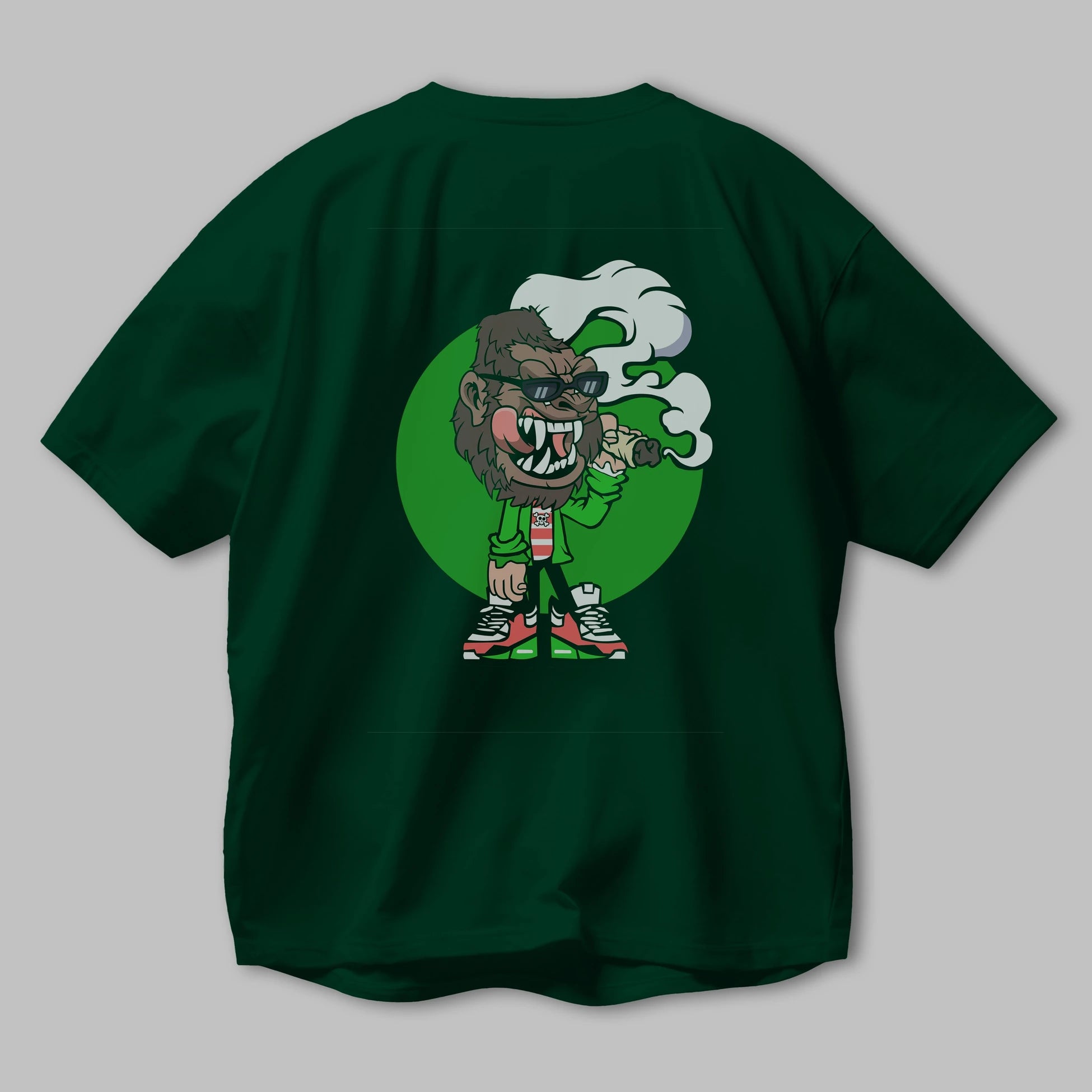 Gorilla Smoker Arka Baskılı Oversize t-shirt Erkek Kadın Unisex %100 Pamuk tişort