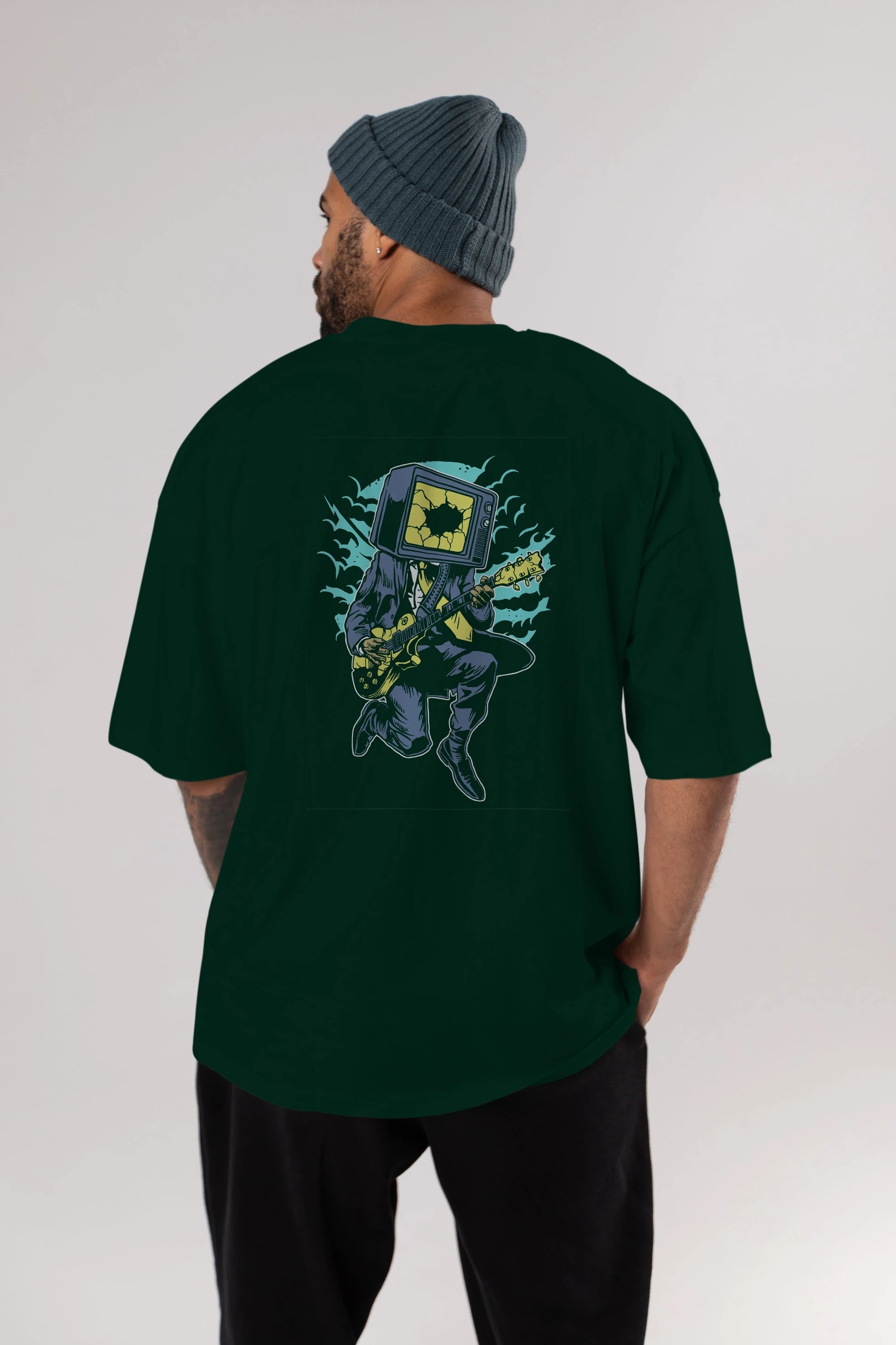 Death Rock Arka Baskılı Oversize t-shirt Erkek Kadın Unisex %100 Pamuk