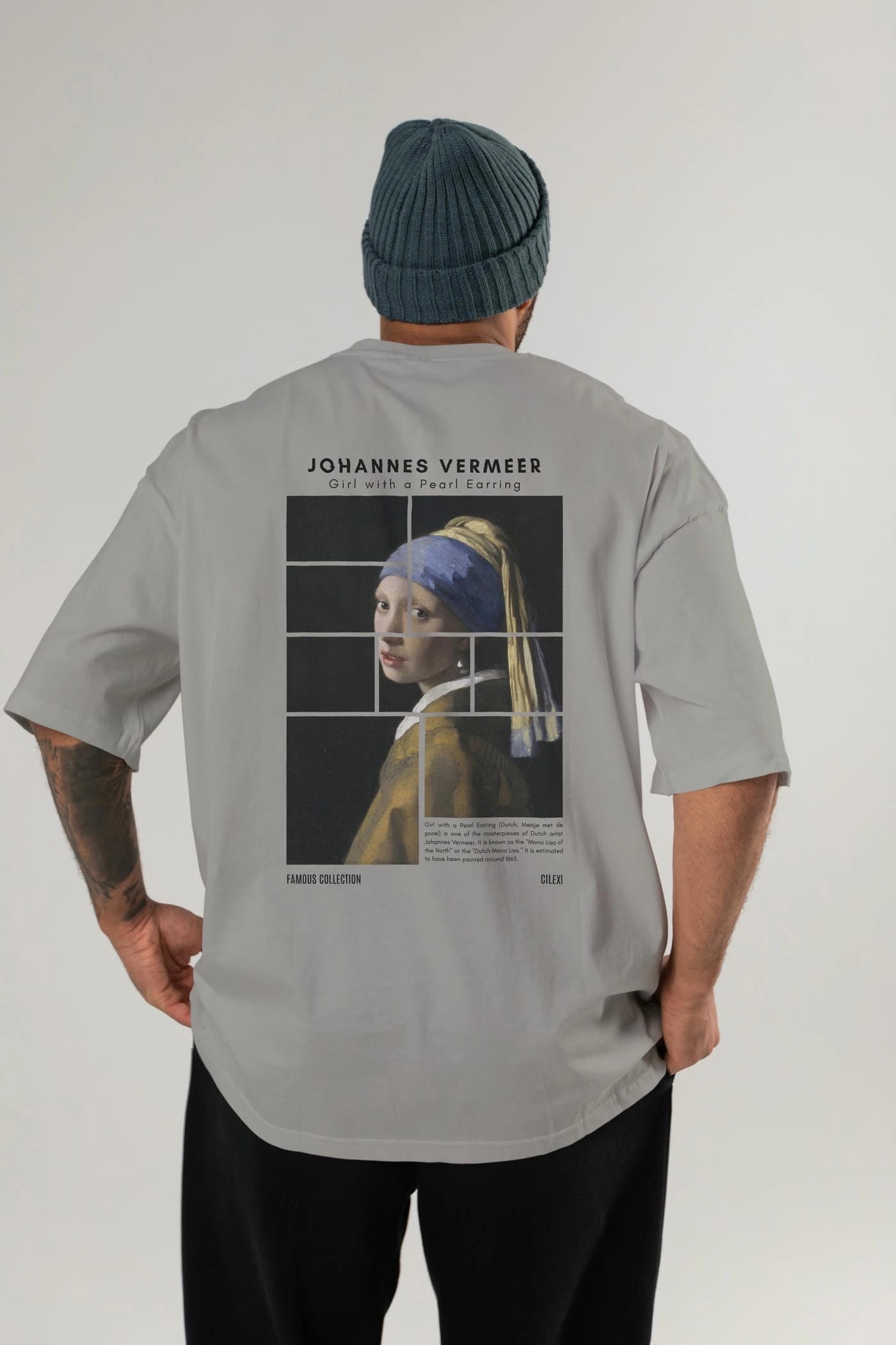 Johannes Vermeer Arka Baskılı Oversize t-shirt Erkek Kadın Bisiklet Yaka Pamuk tişort