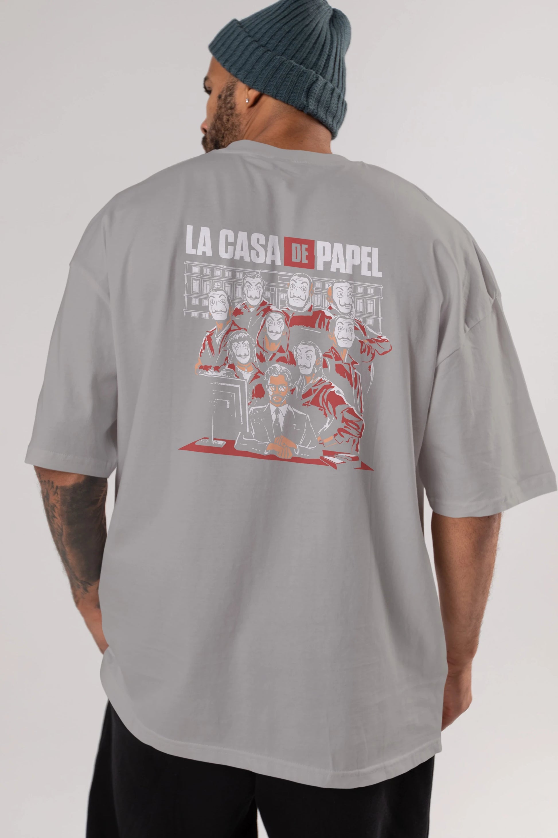 La Casa De Papel (5) Arka Baskılı Oversize t-shirt Erkek Kadın Unisex %100 Pamuk Bisiklet Yaka tişort