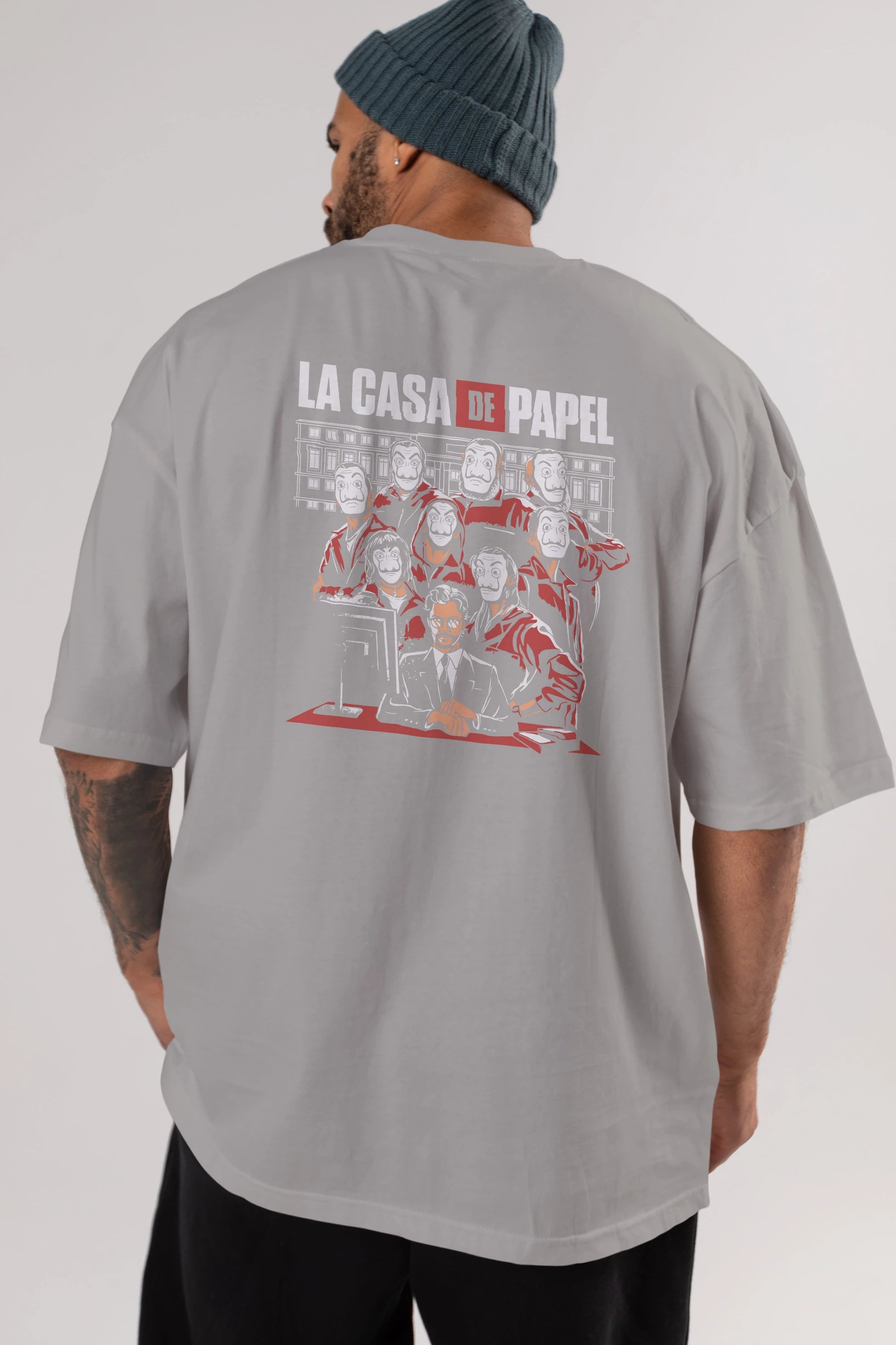 La Casa De Papel (5) Arka Baskılı Oversize t-shirt Erkek Kadın Unisex %100 Pamuk Bisiklet Yaka tişort