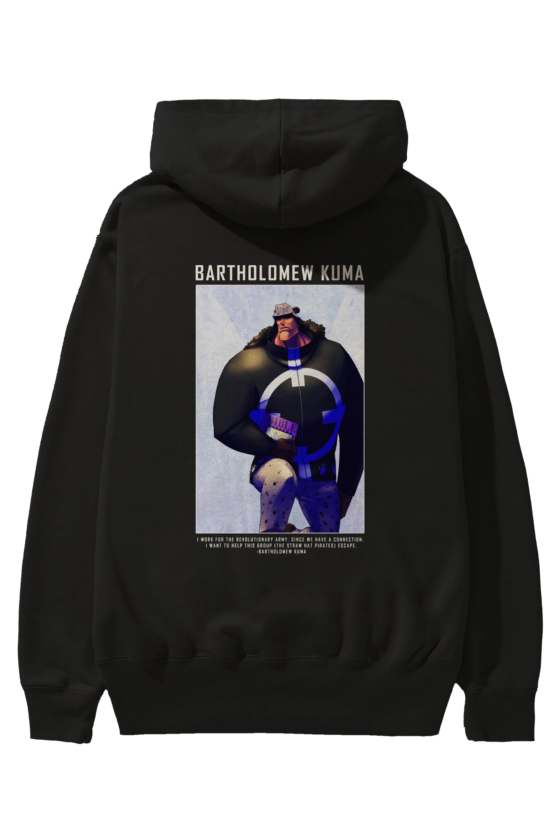 Bartholomew Kuma Anime Arka Baskılı Hoodie Oversize Kapüşonlu Sweatshirt Erkek Kadın Unisex