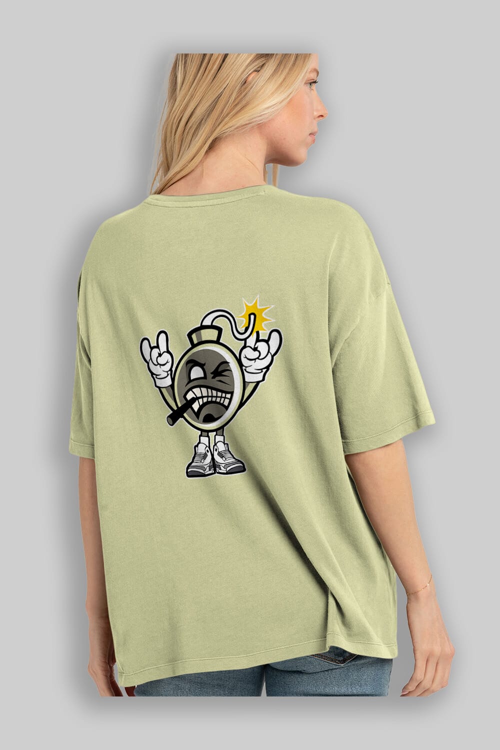 Evil Bomb Arka Baskılı Oversize t-shirt Erkek Kadın Unisex %100 Pamuk tişort