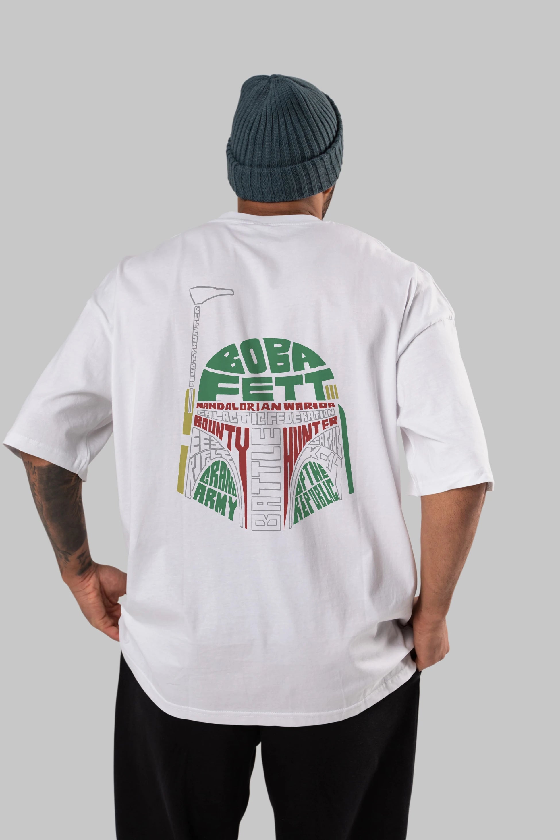 Boba Fett (2) Arka Baskılı Oversize t-shirt %100 pamuk Erkek Kadın Unisex