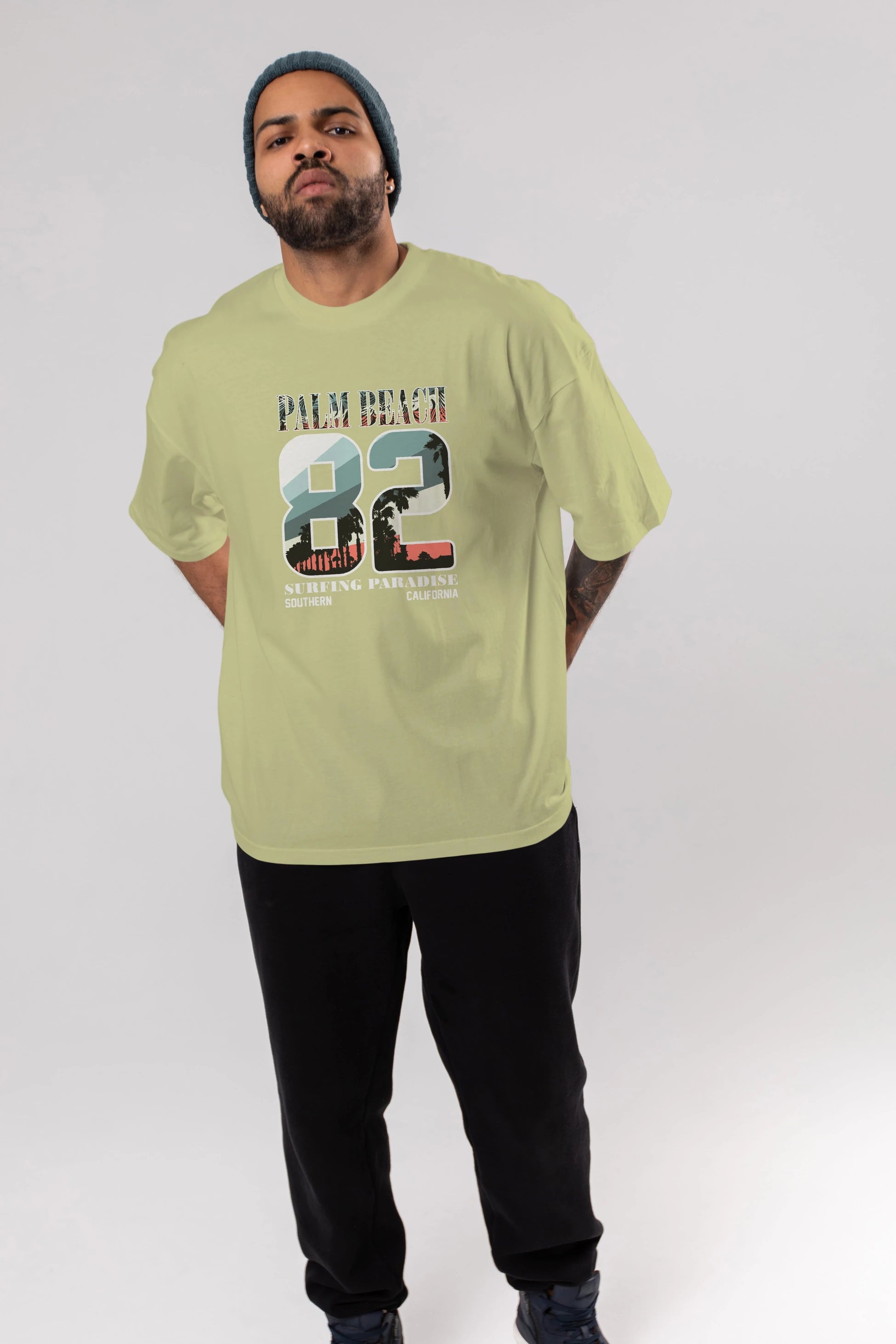 Palm Beach 82 Ön Baskılı Oversize t-shirt Erkek Kadın Unisex