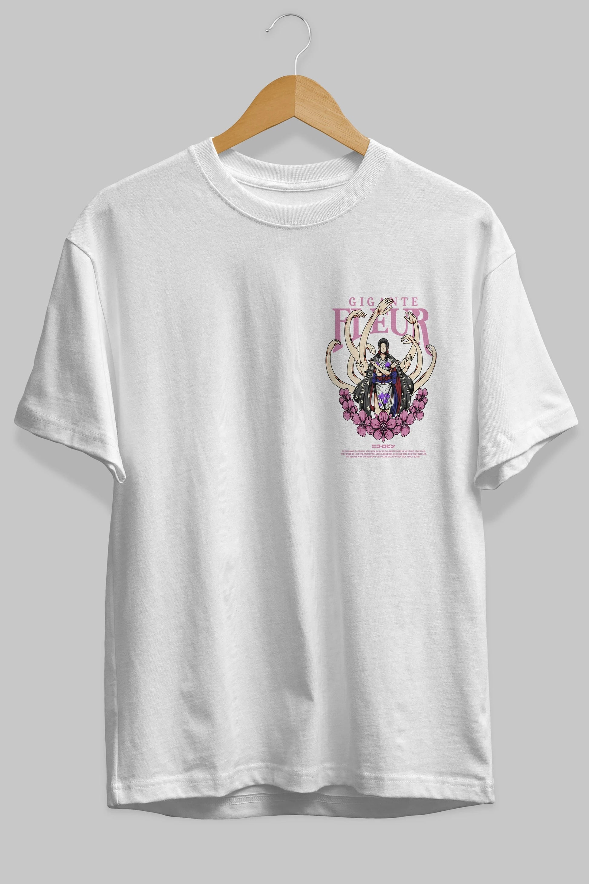 Gigante Fleur Ön Sol Baskılı Oversize t-shirt Erkek Kadın Unisex %100 Pamuk Bisiklet Yaka tişort
