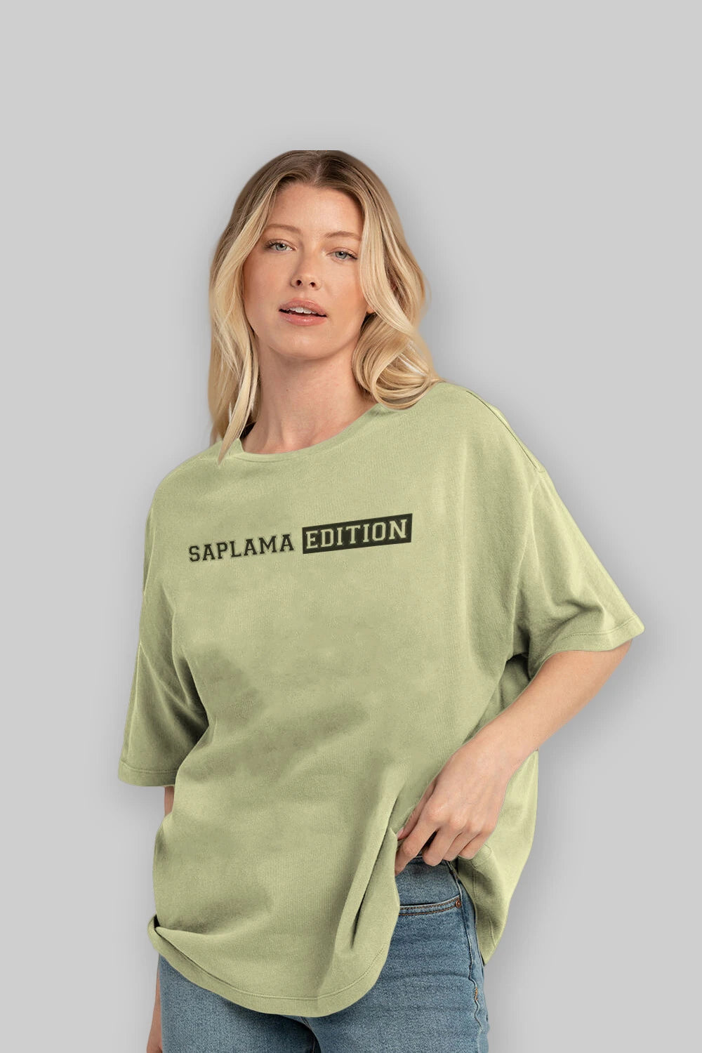 Saplama Edition Ön Baskılı Oversize t-shirt %100 pamuk Erkek Kadın Unisex