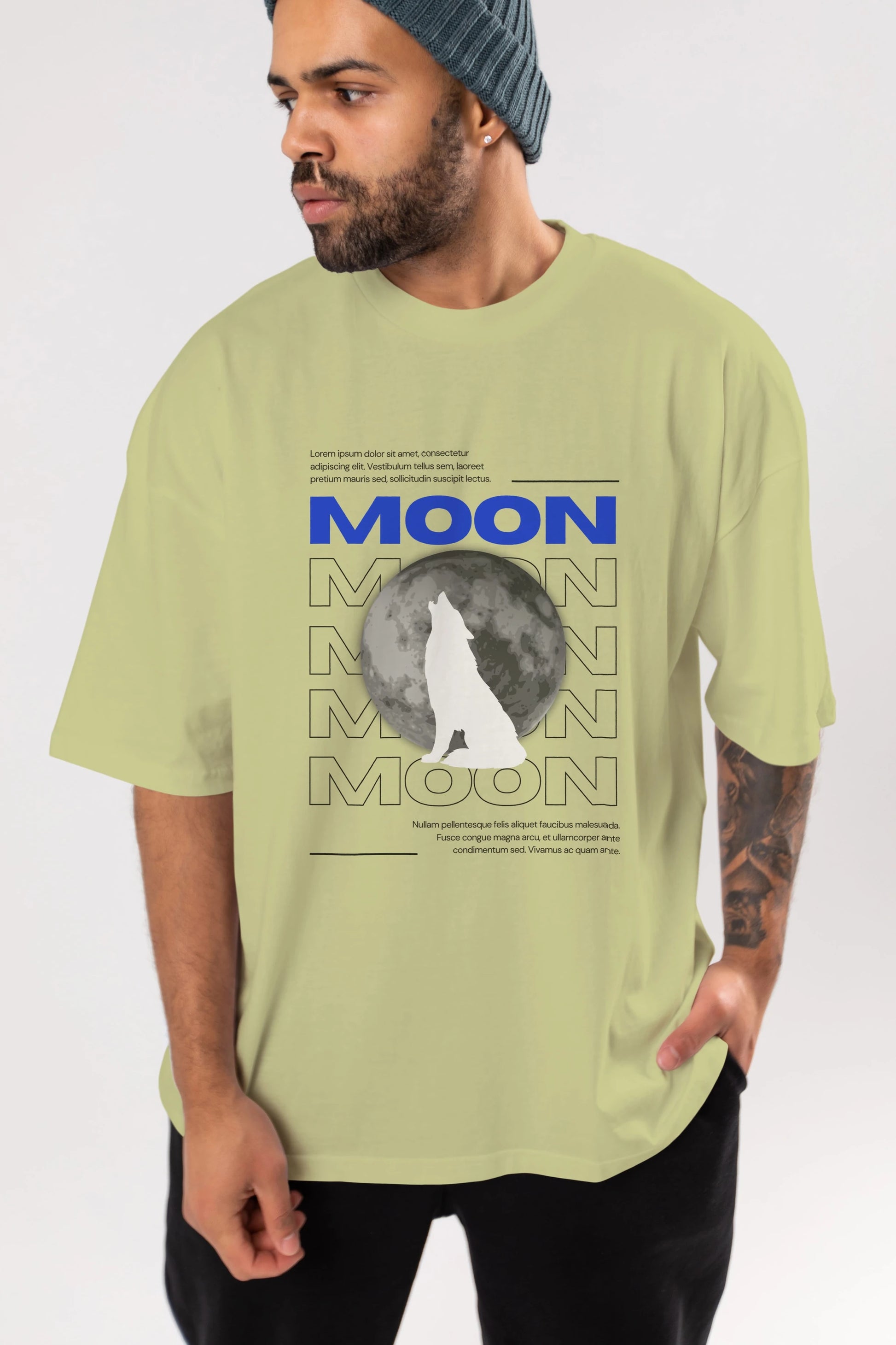 Moon Ön Baskılı Oversize t-shirt Erkek Kadın Unisex