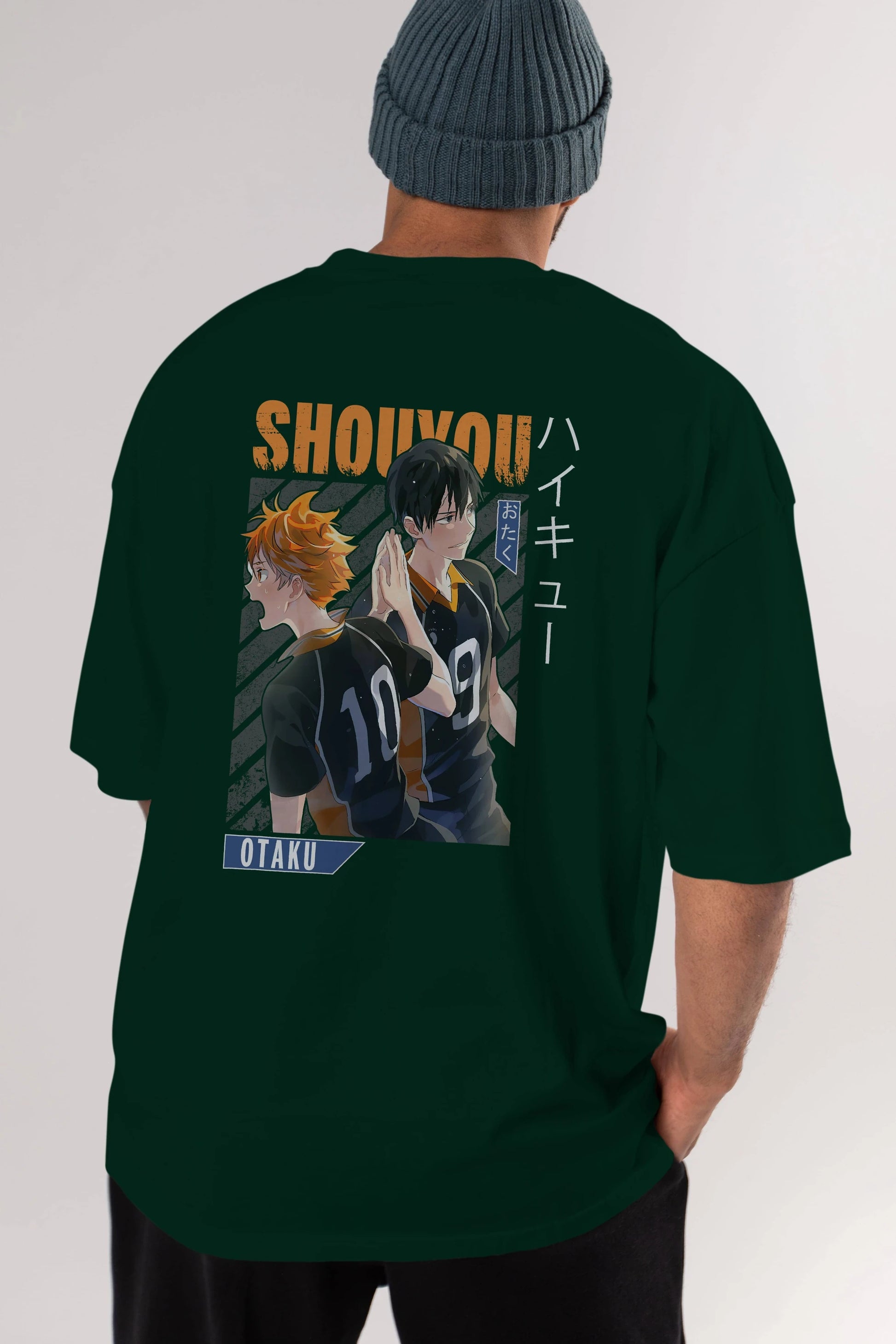Shouyou Hinata 12 Anime Arka Baskılı Oversize t-shirt Erkek Kadın Unisex