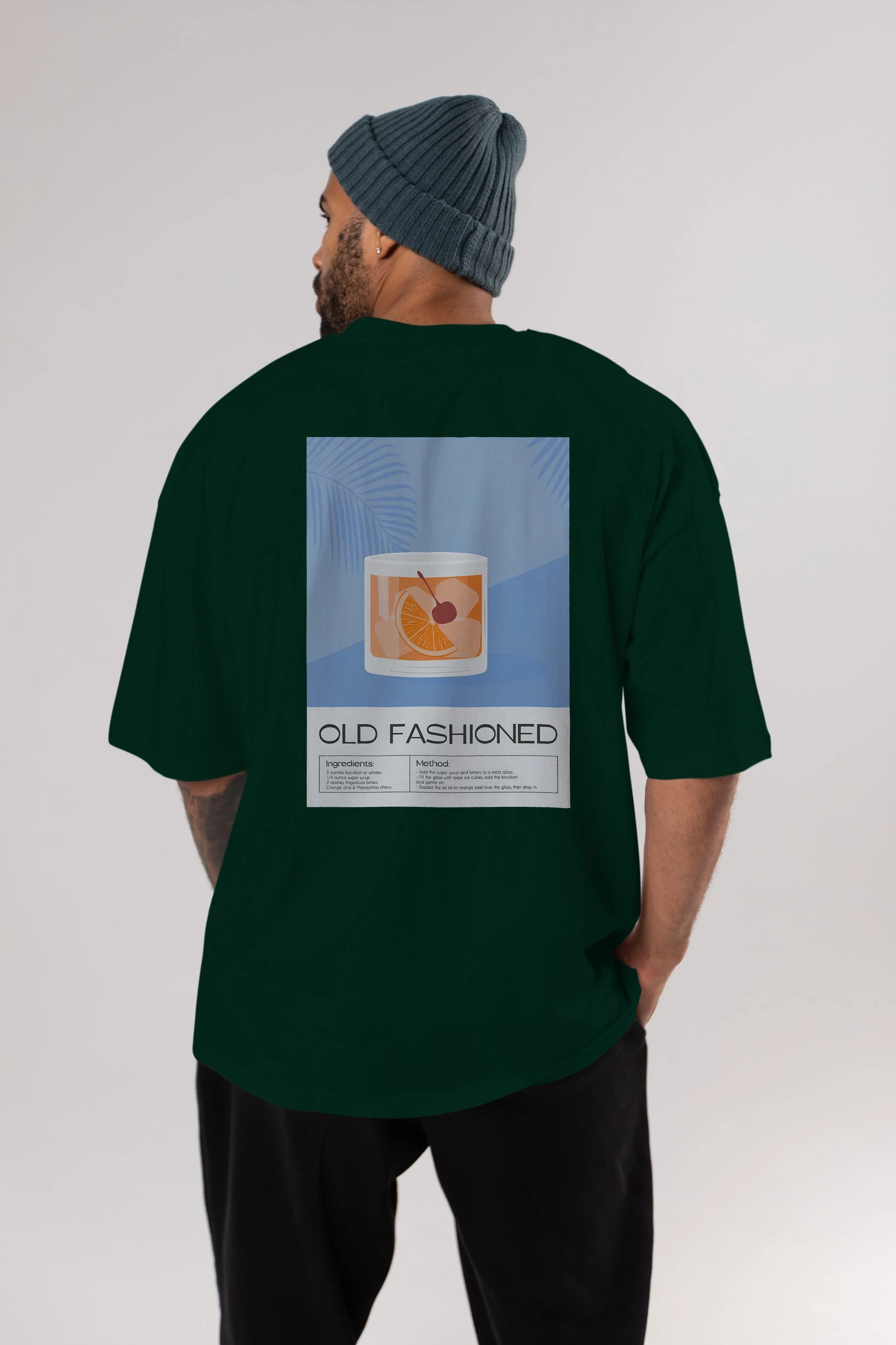 Old Fashioned 3 Arka Baskılı Oversize t-shirt Erkek Kadın Unisex %100 Pamuk Bisiklet Yaka tişort