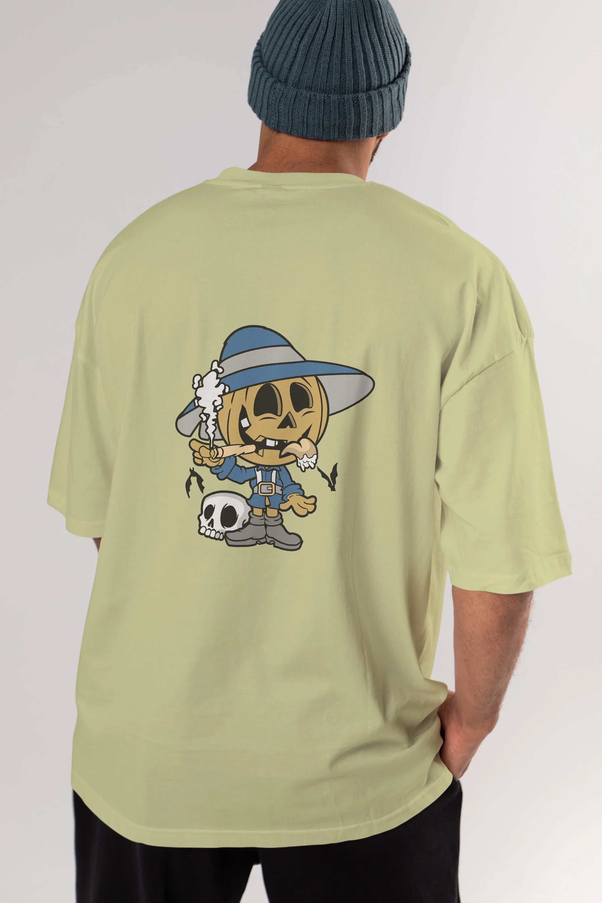 Halloween Kid Arka Baskılı Oversize t-shirt Erkek Kadın Unisex %100 Pamuk tişort