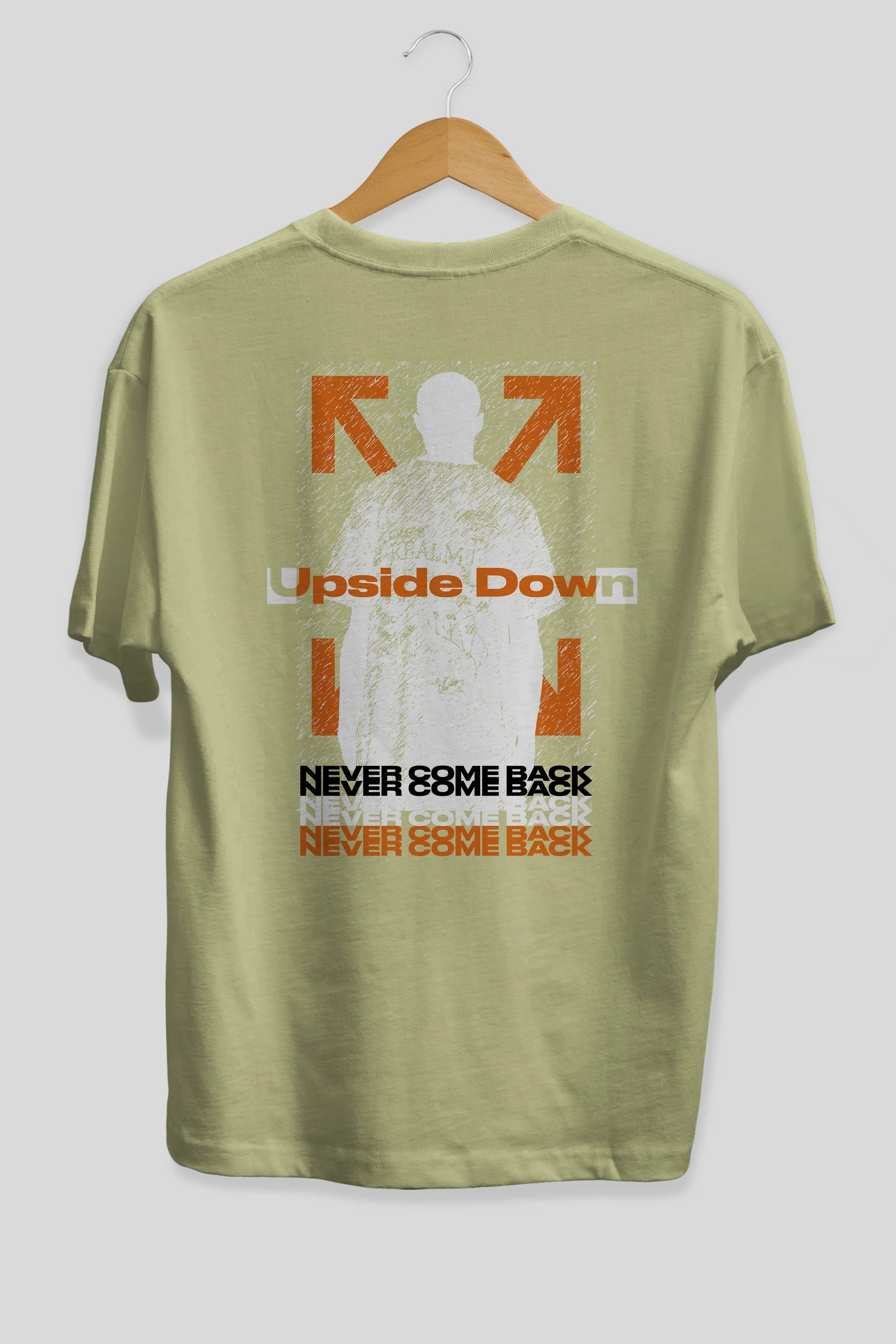 Upside Down Arka Baskılı Oversize t-shirt Erkek Kadın Unisex