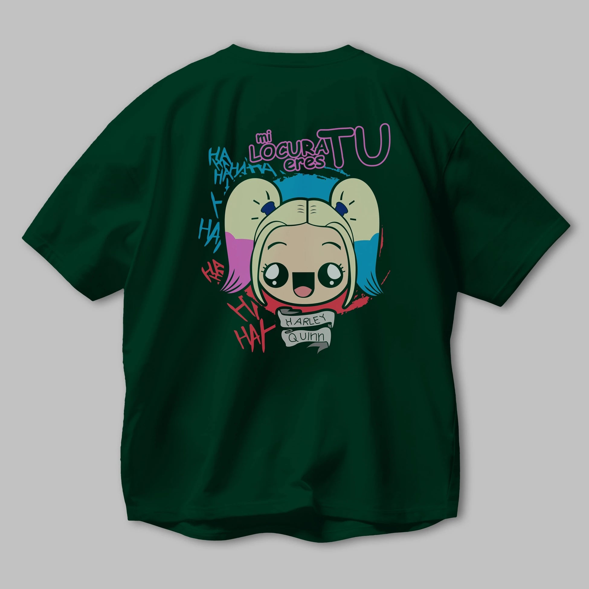 Harley Quinn Arka Baskılı Oversize t-shirt Erkek Kadın Unisex %100 Pamuk Bisiklet Yaka tişort