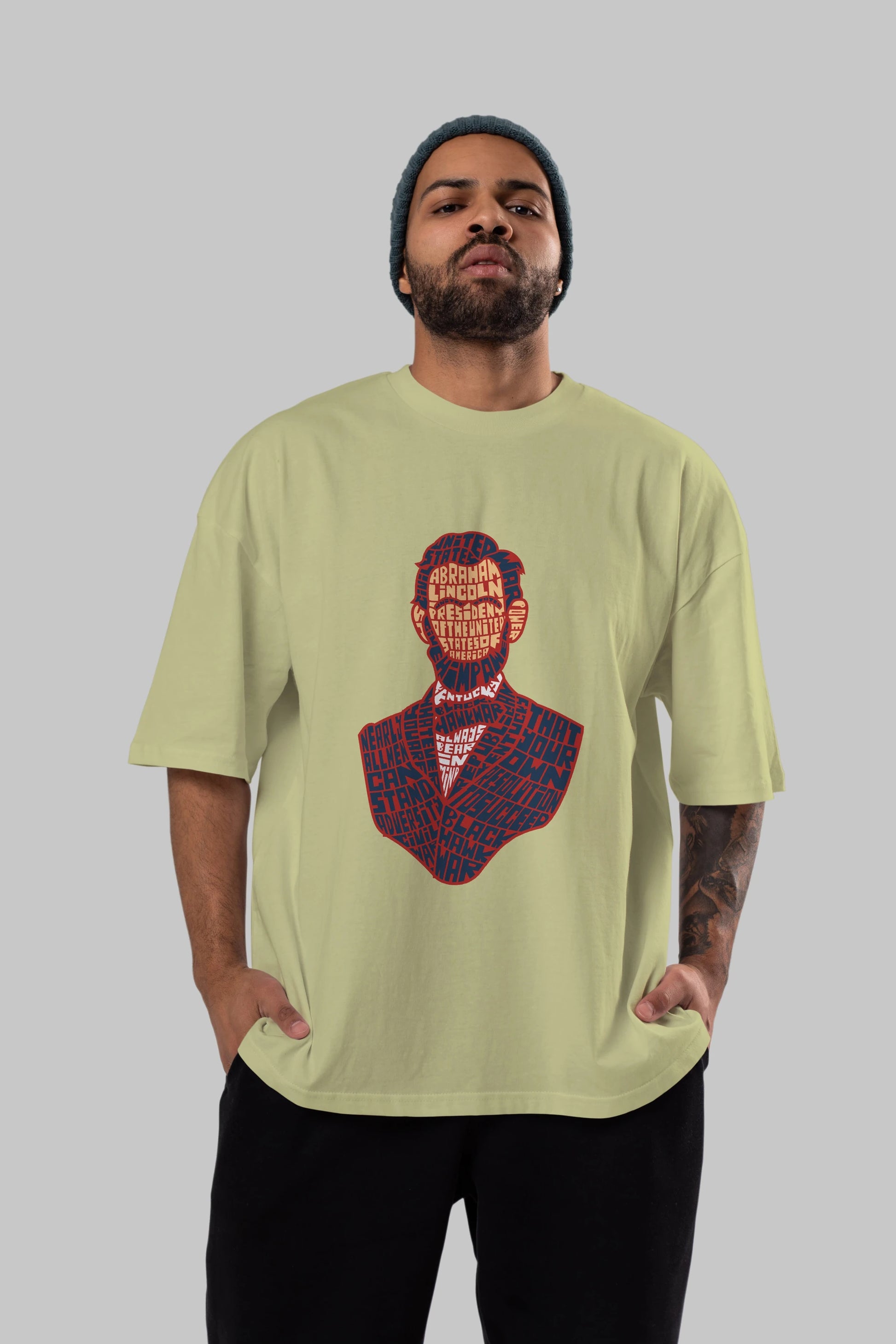 Abraham Lincoln Ön Baskılı Oversize t-shirt %100 pamuk Erkek Kadın Unisex
