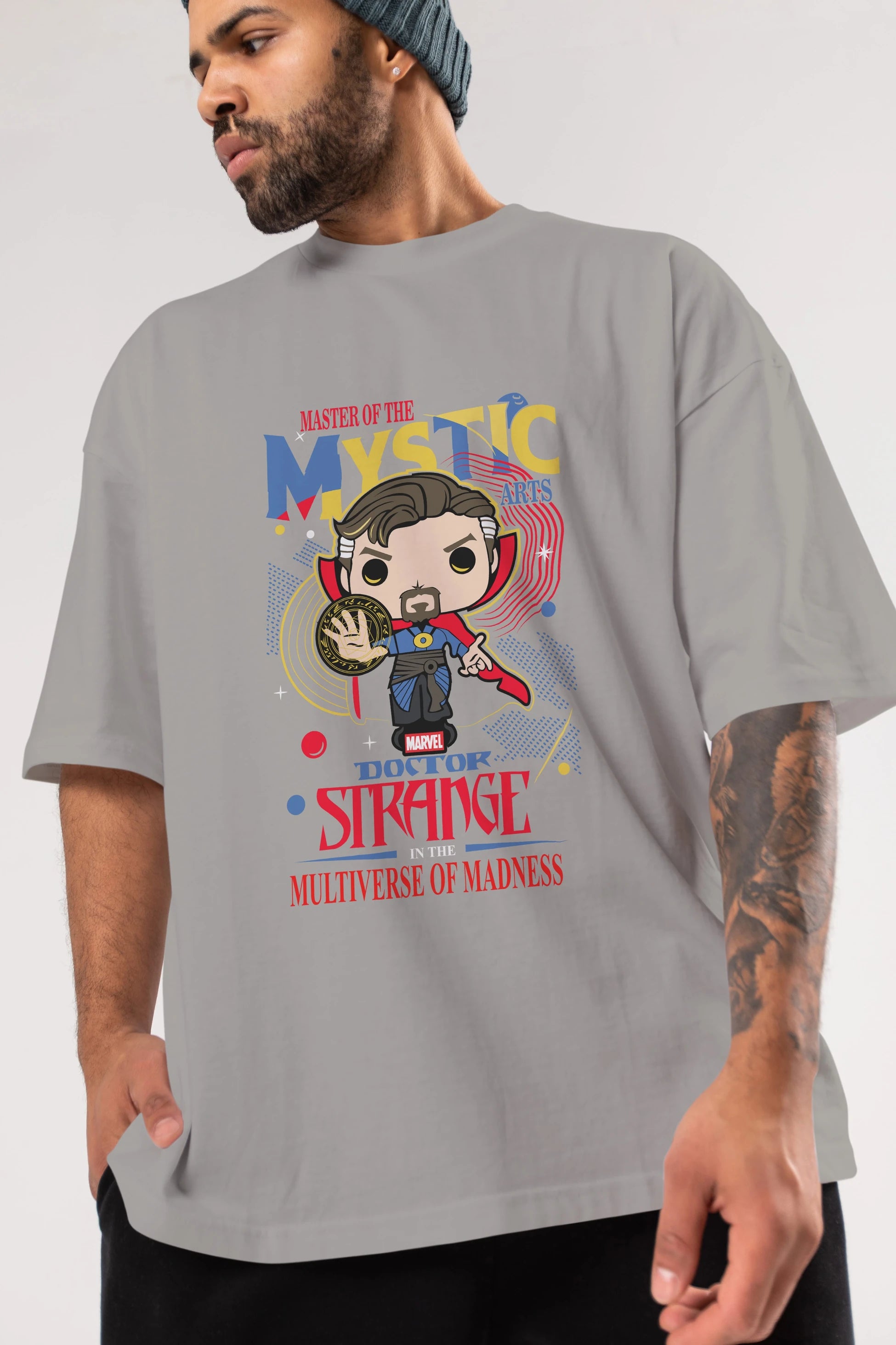 Doctor Strange Ön Baskılı Oversize t-shirt Erkek Kadın Unisex %100 Pamuk Bisiklet Yaka tişort