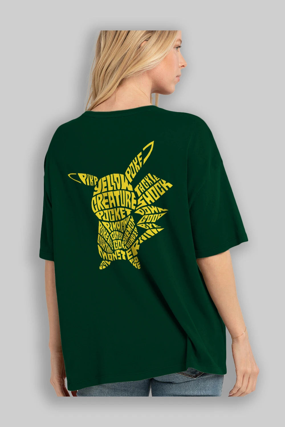 Pocket Monster Arka Baskılı Oversize t-shirt %100 pamuk Erkek Kadın Unisex
