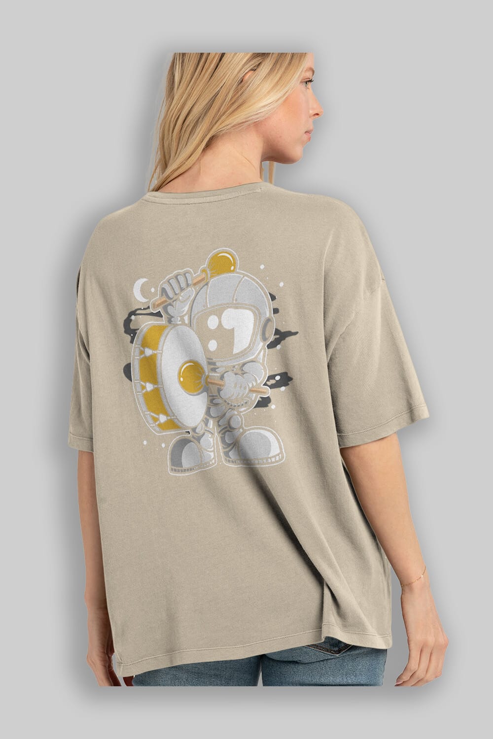 Astronaut Marching Band Arka Baskılı Oversize t-shirt Erkek Kadın Unisex