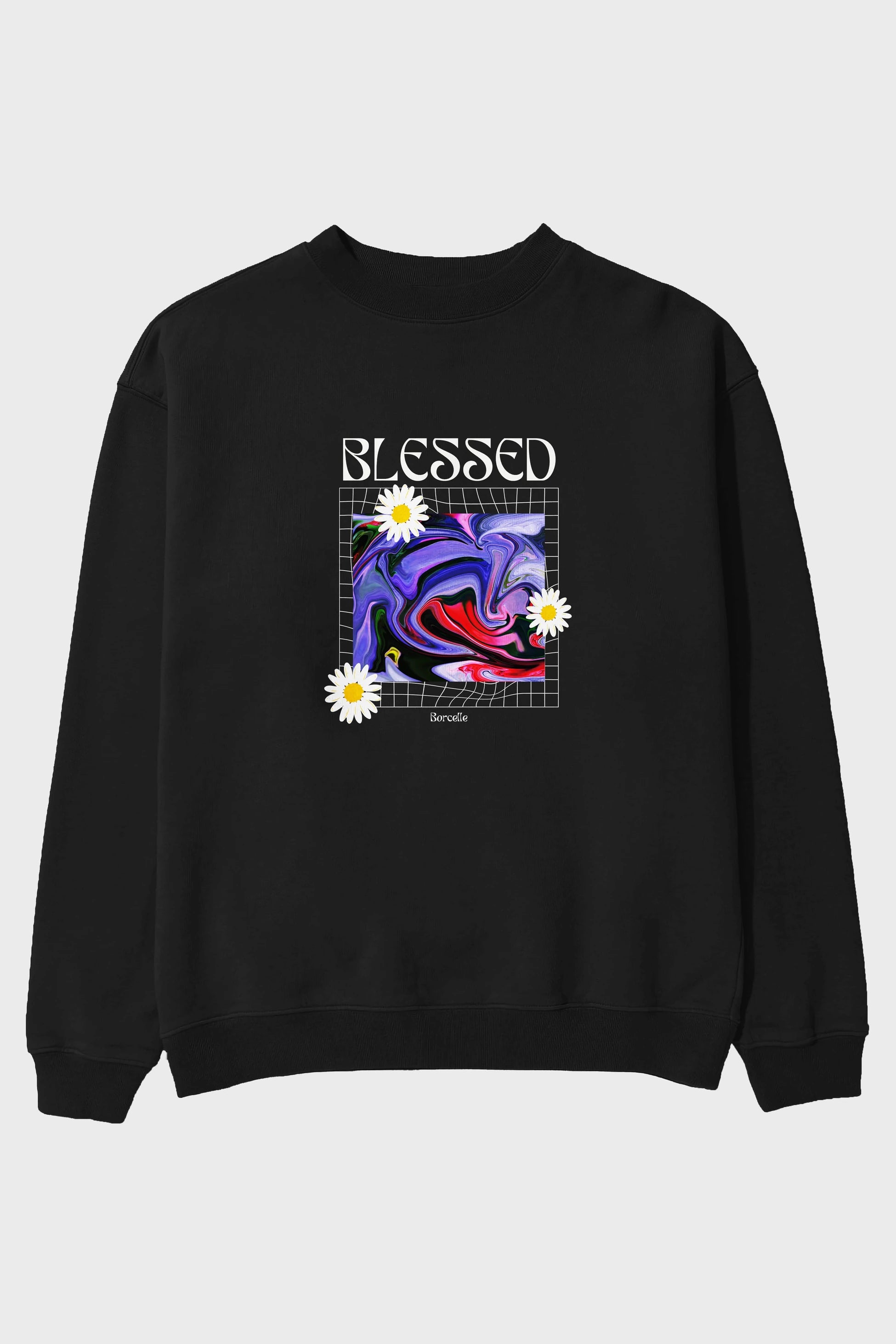 Blessed Ön Baskılı Oversize Sweatshirt Erkek Kadın Unisex