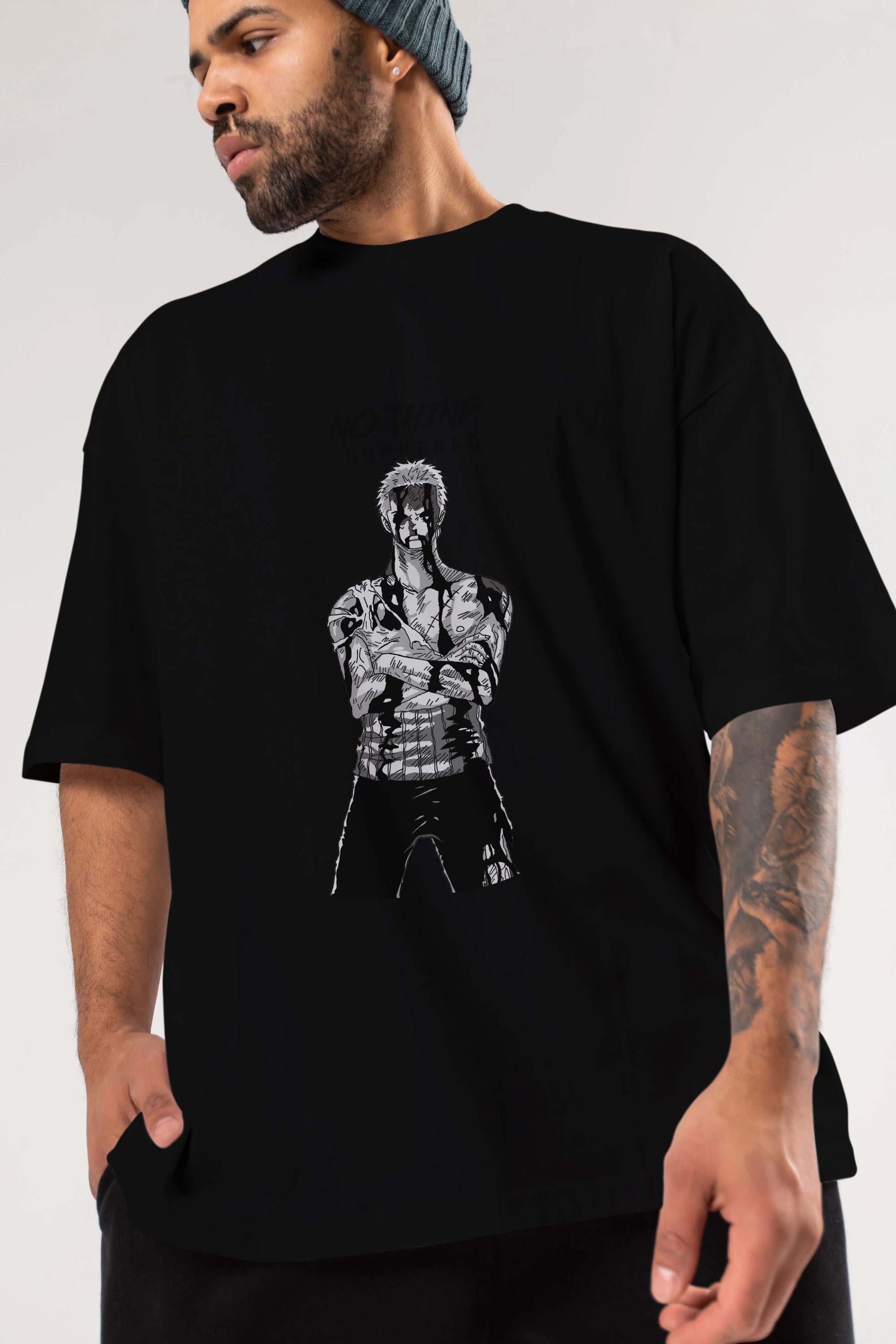 Roronoa Zoro 3 Anime Ön Baskılı Oversize t-shirt Erkek Kadın Unisex