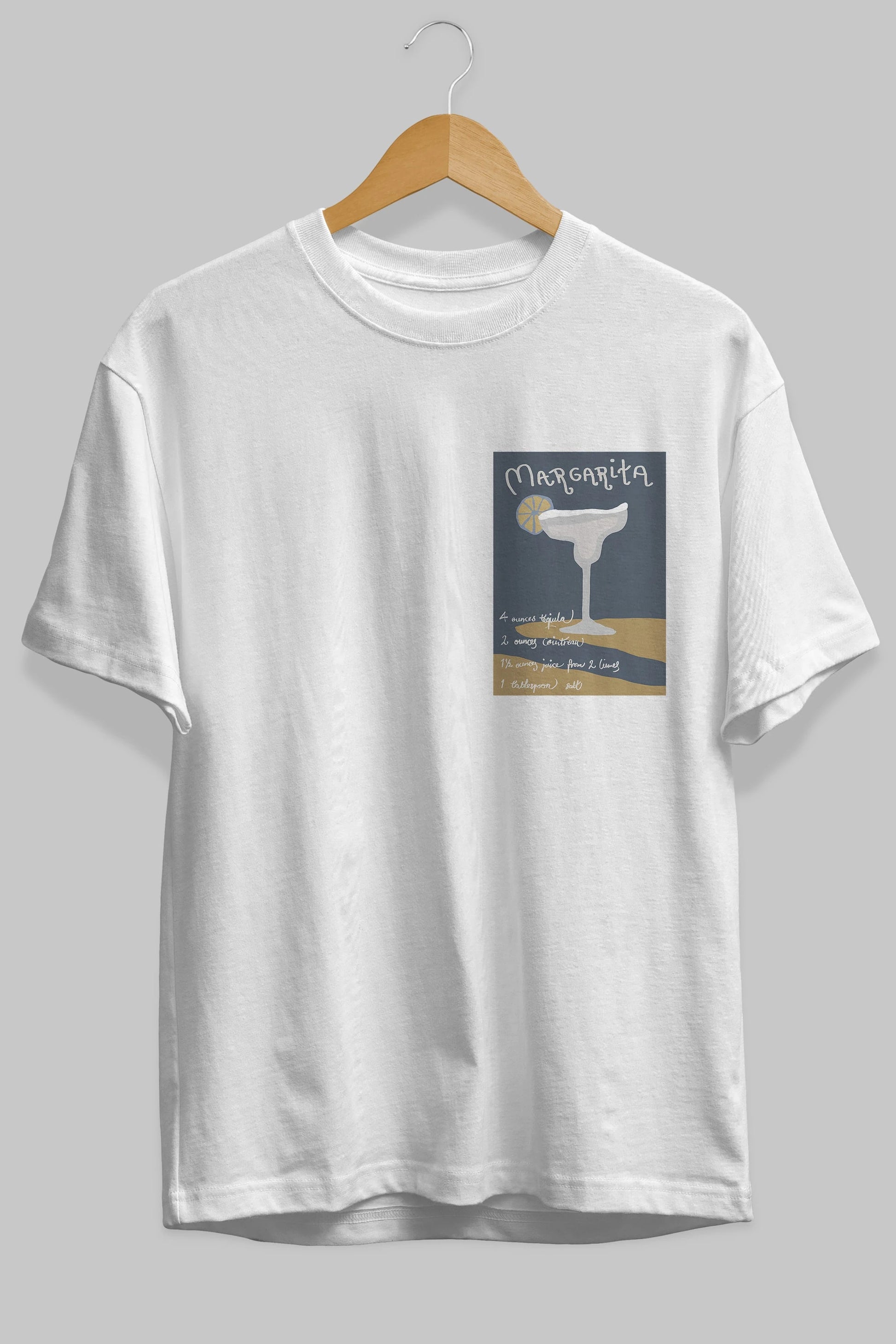 Margarita 2 Ön Sol Baskılı Oversize t-shirt Erkek Kadın Unisex %100 Pamuk Bisiklet Yaka tişort