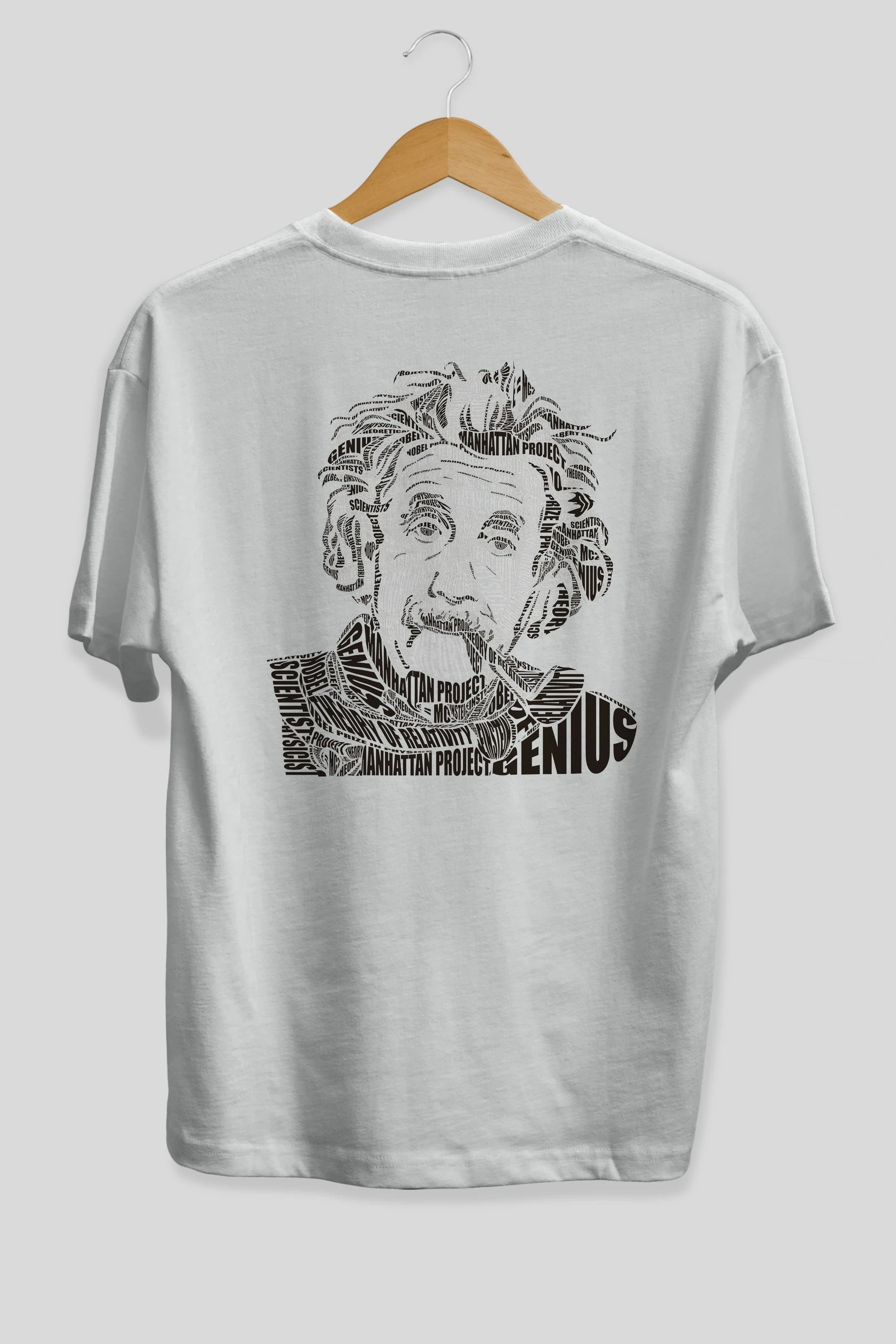 Einstein Calligram Arka Baskılı Oversize t-shirt %100 pamuk Erkek Kadın Unisex