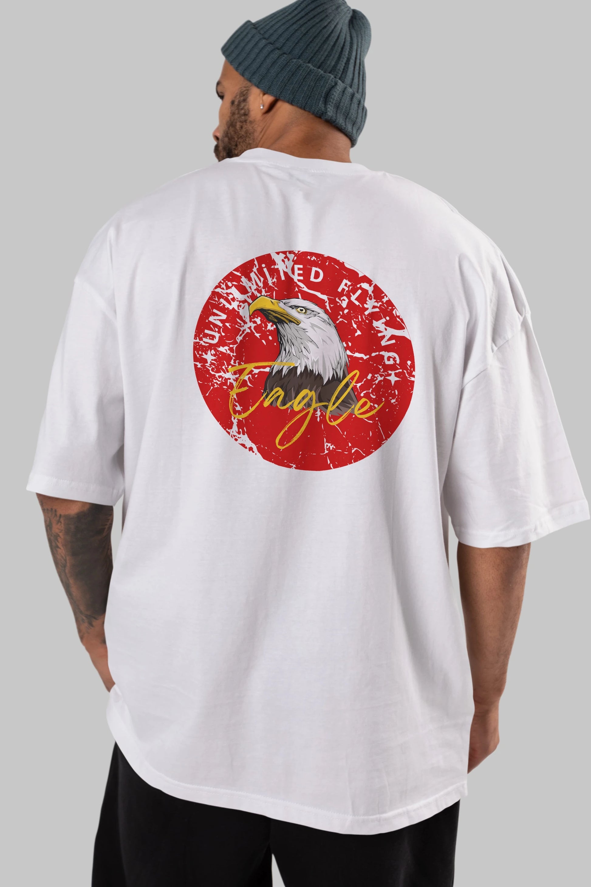 Unlimited Flying Yazılı Arka Baskılı Oversize t-shirt Erkek Kadın Unisex
