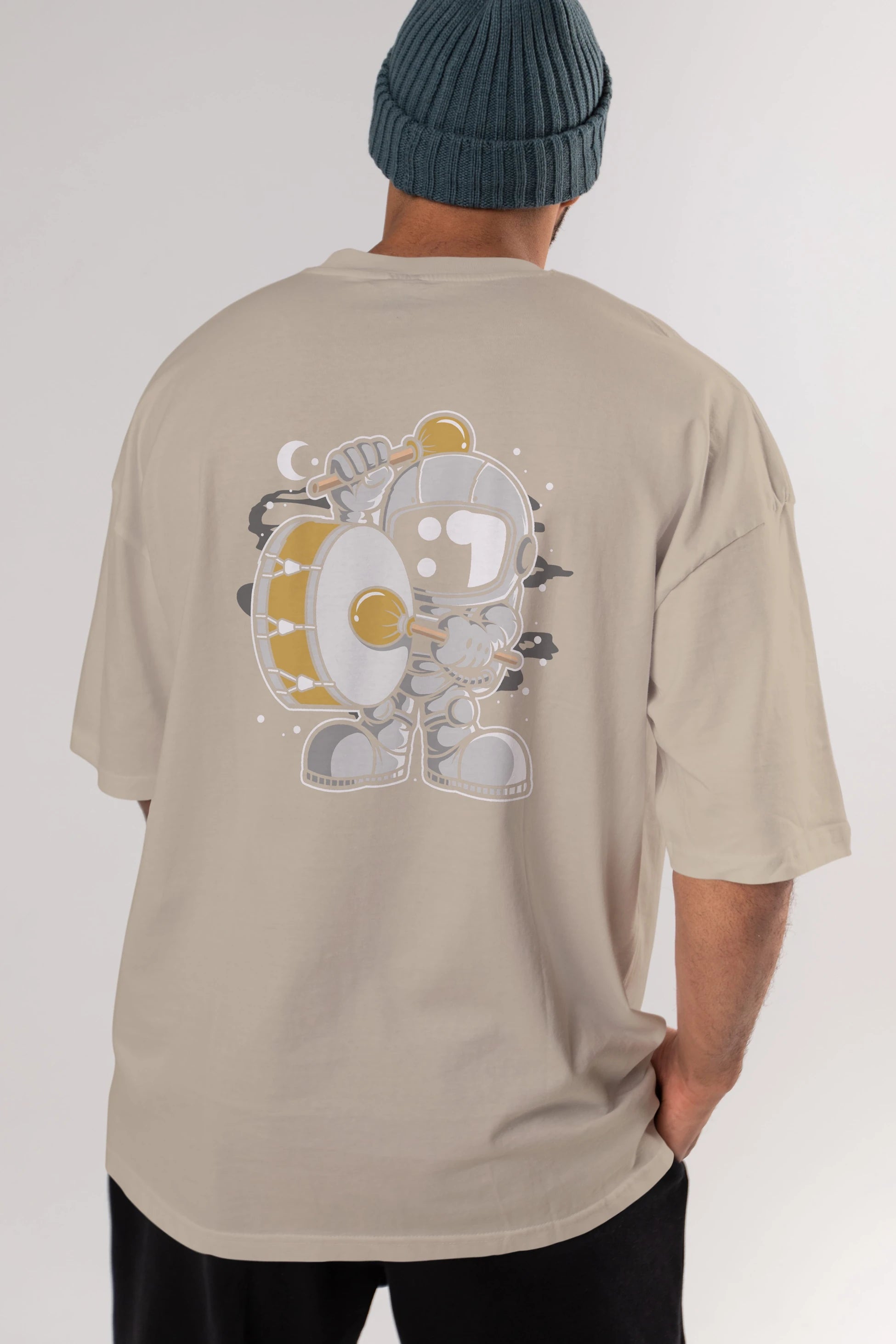 Astronaut Marching Band Arka Baskılı Oversize t-shirt Erkek Kadın Unisex