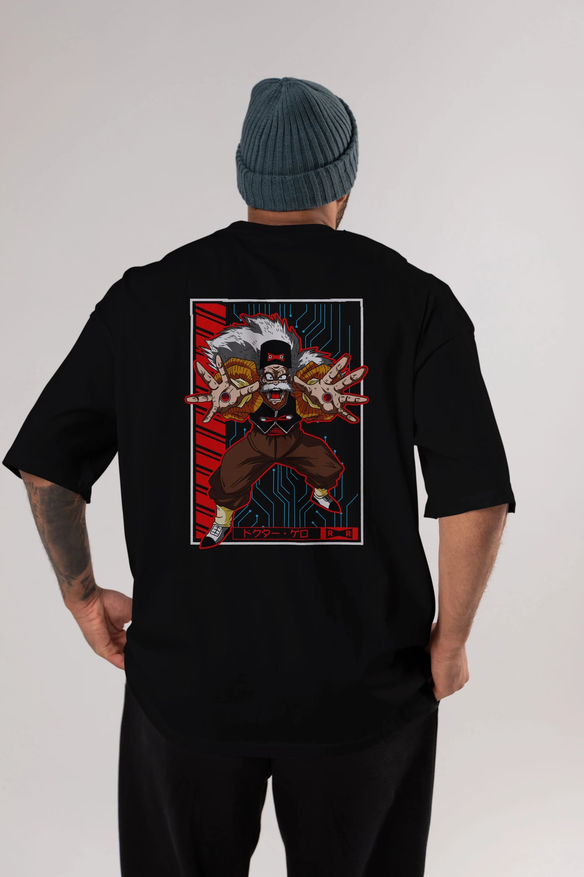 DragonBall DrMakigero Anime Arka Baskılı Oversize t-shirt Erkek Kadın Unisex