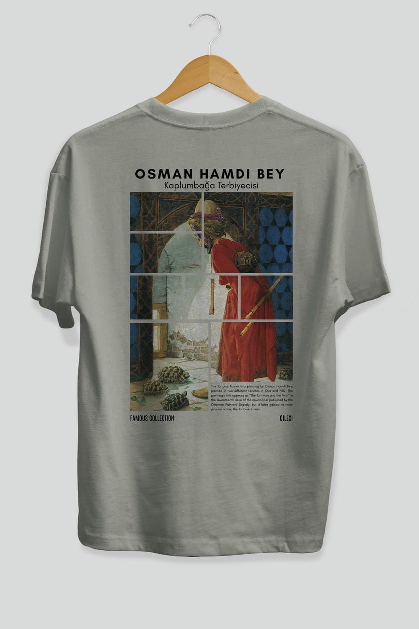 Osman Hamdi Bey Arka Baskılı Oversize t-shirt Erkek Kadın Bisiklet Yaka Pamuk tişort