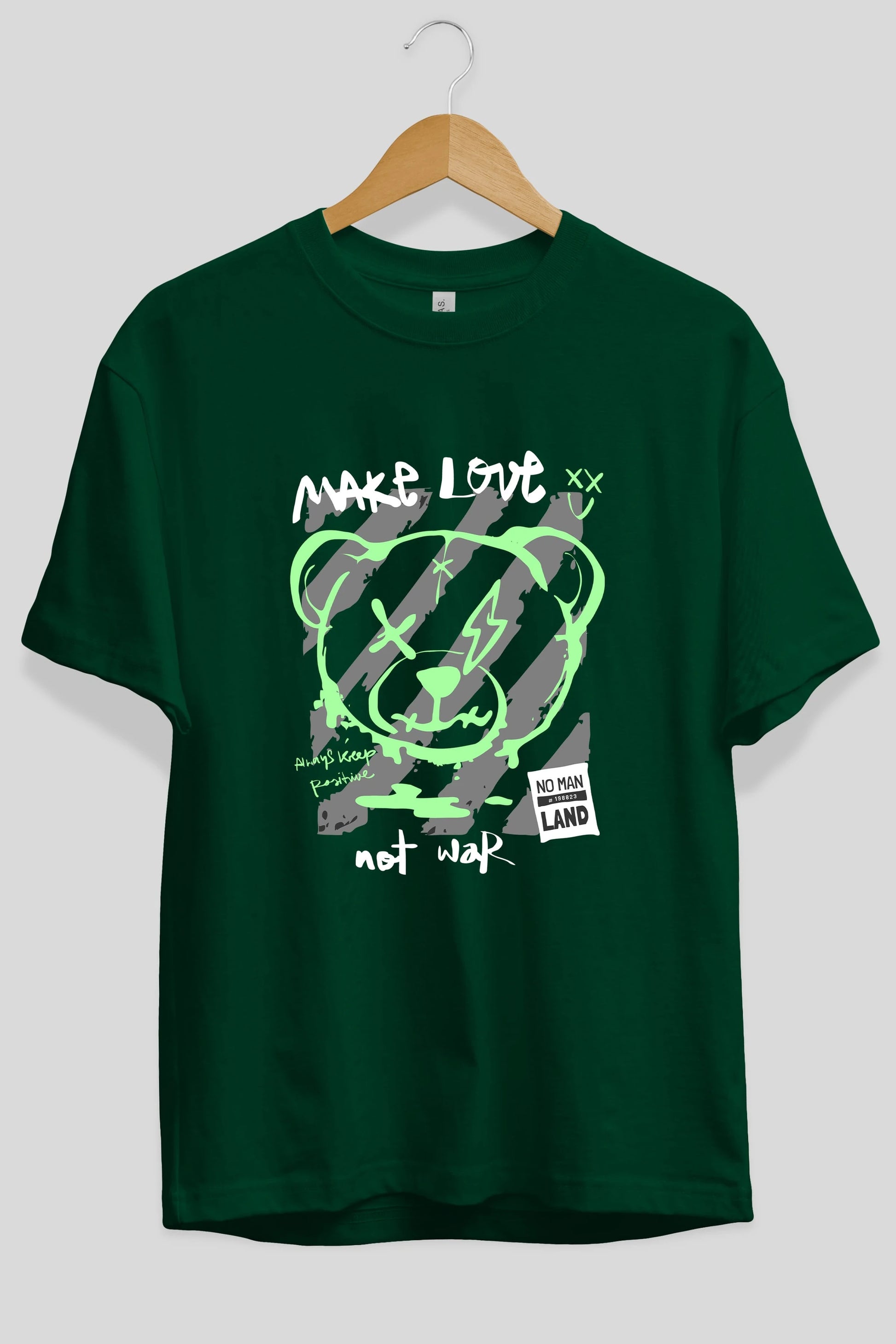 Make Love Bear Ön Baskılı Oversize t-shirt Erkek Kadın Unisex