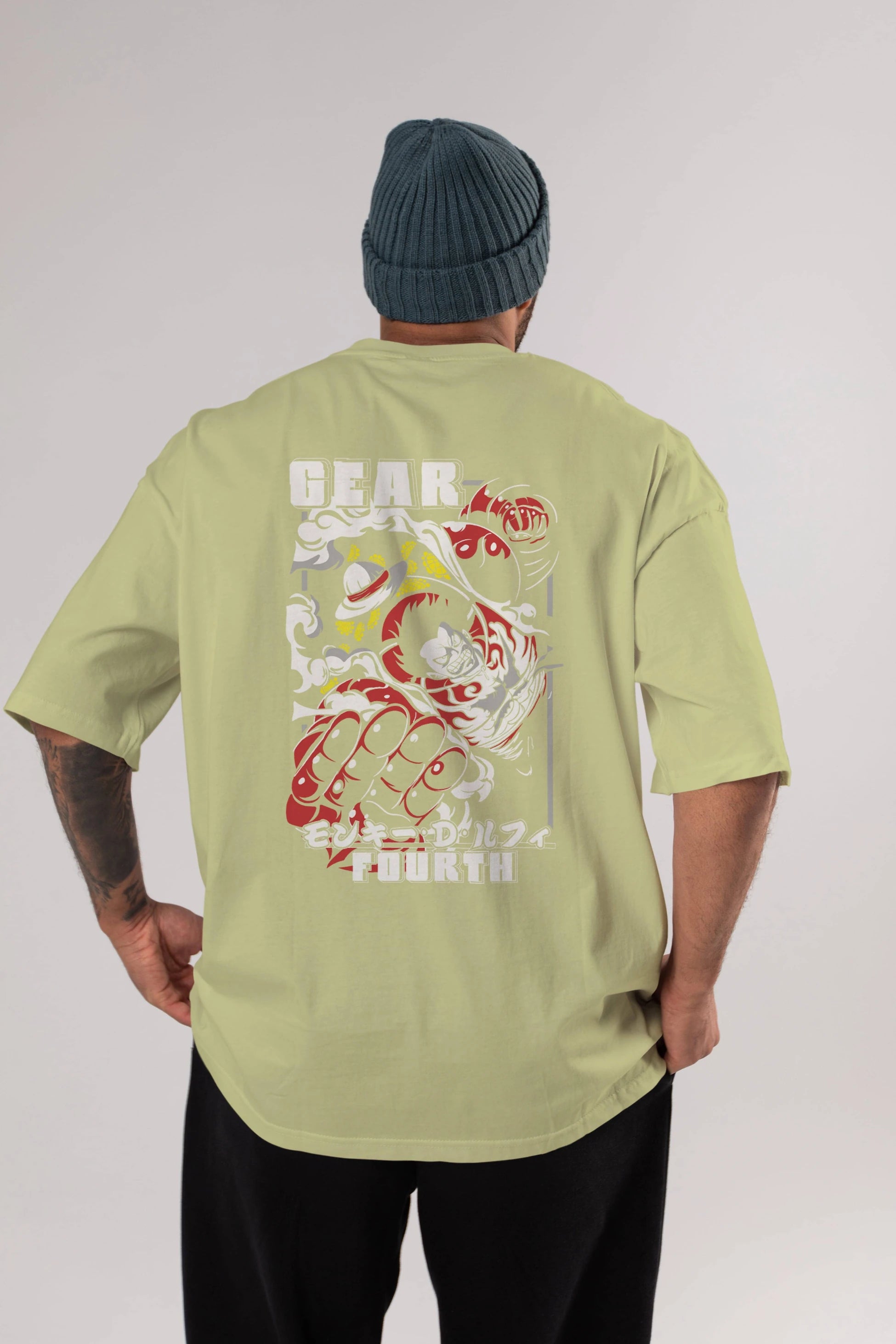 LUFFY gear fourth Anime Arka Baskılı Oversize t-shirt Erkek Kadın Unisex
